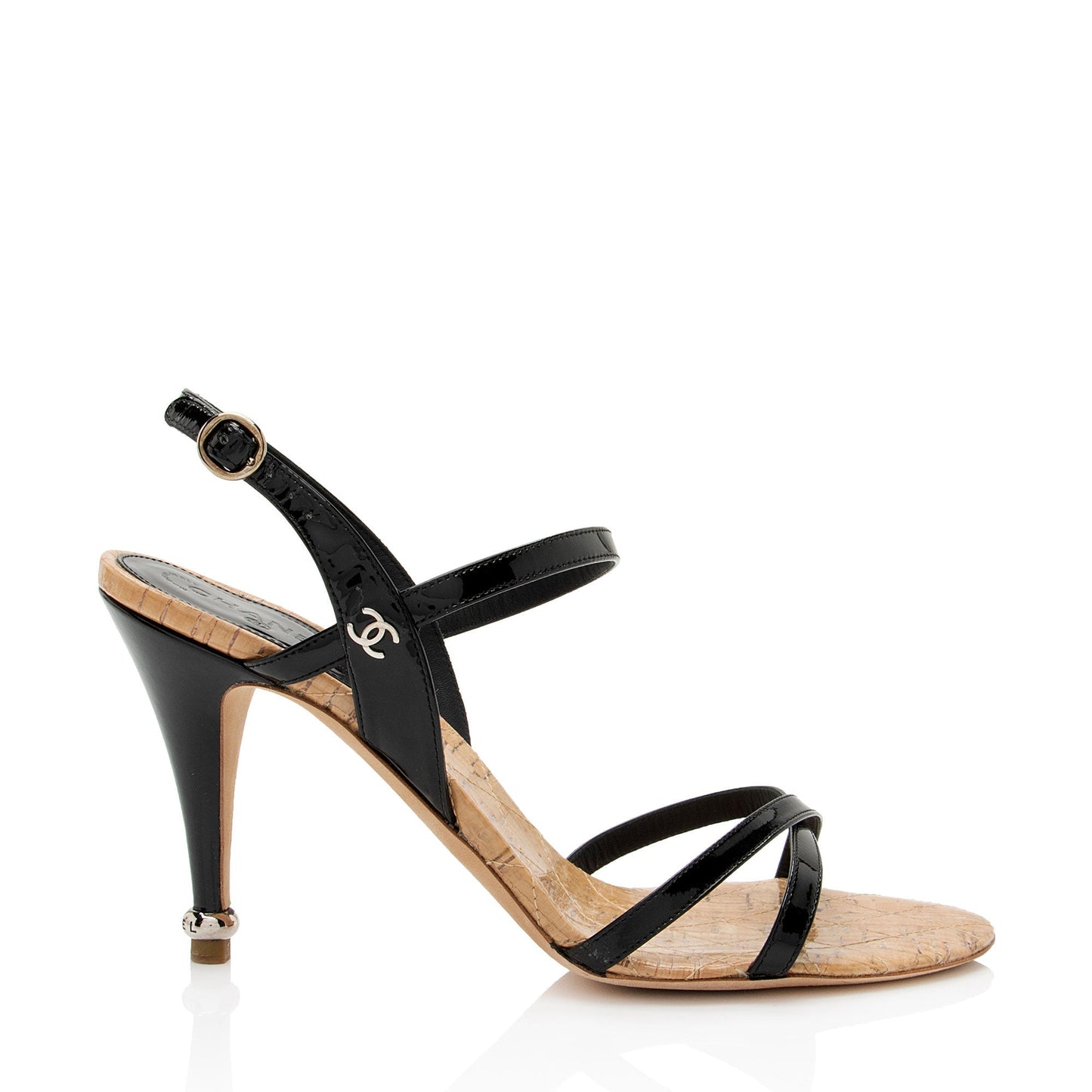 Chanel Patent Leather Cc Slingback Sandals - Size 8 38 (Shf-Pbadi5)