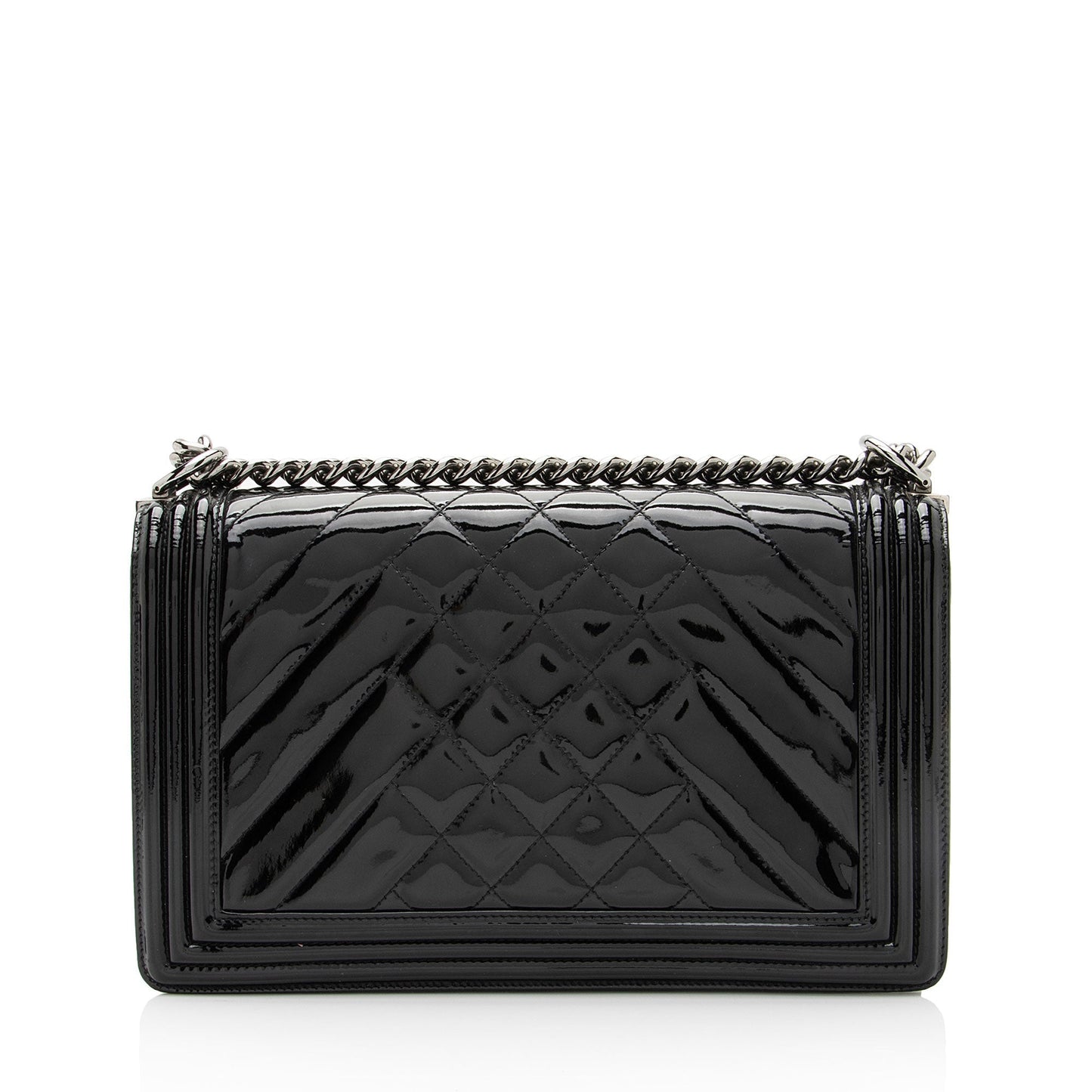 Chanel Patent Chevron New Boy SHF-jPhBdY Leather Handbag