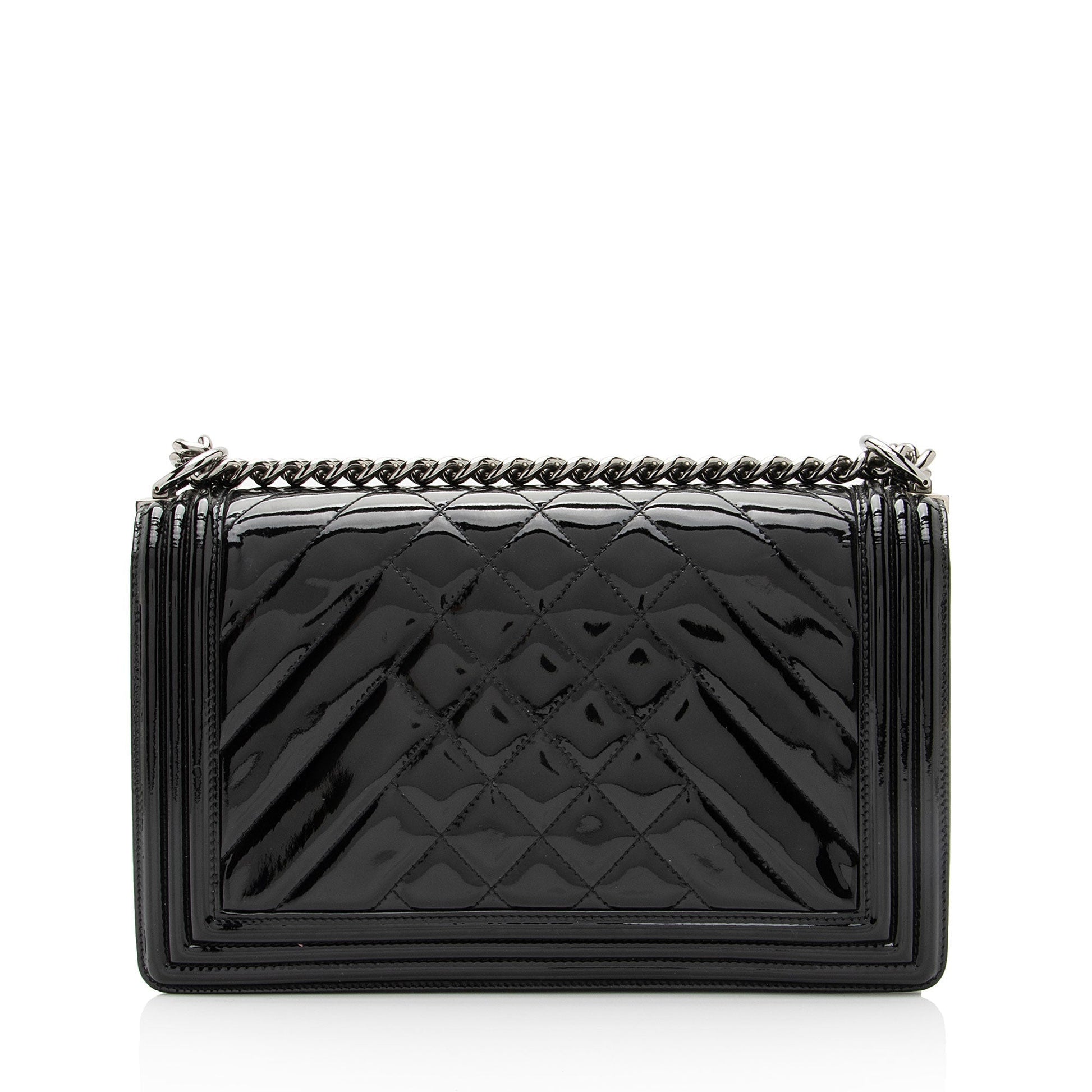 Chanel Patent Chevron New Boy SHF-jPhBdY Leather Handbag