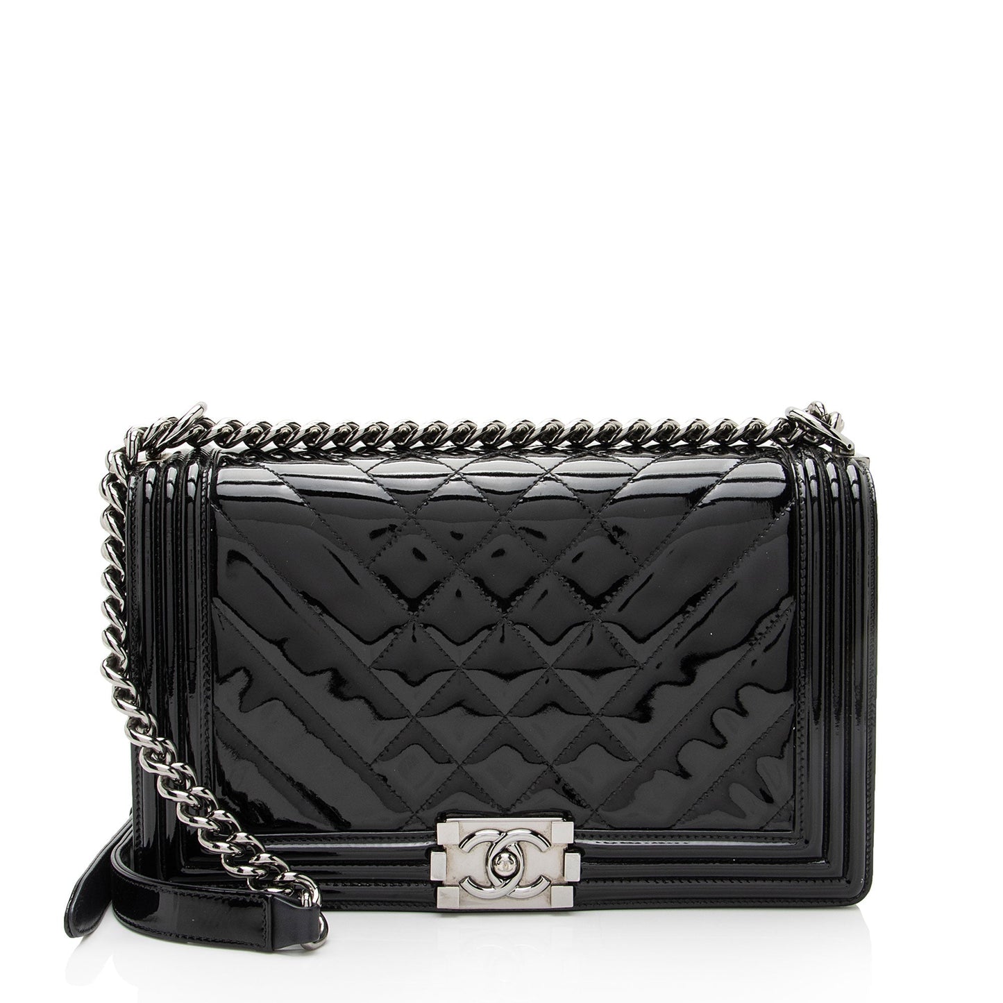 Chanel Patent Chevron New Boy SHF-jPhBdY Leather Handbag