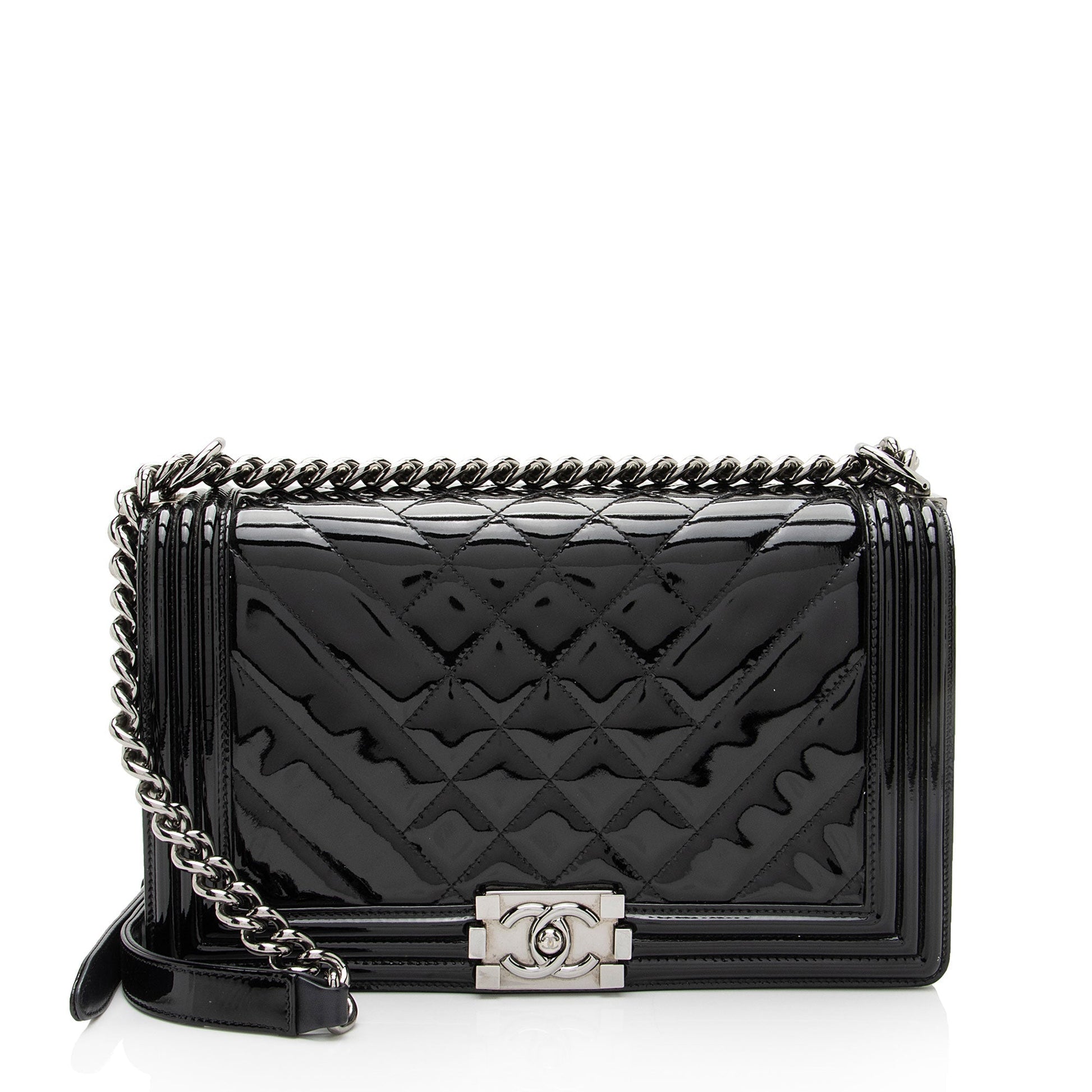 Chanel Patent Chevron New Boy SHF-jPhBdY Leather Handbag