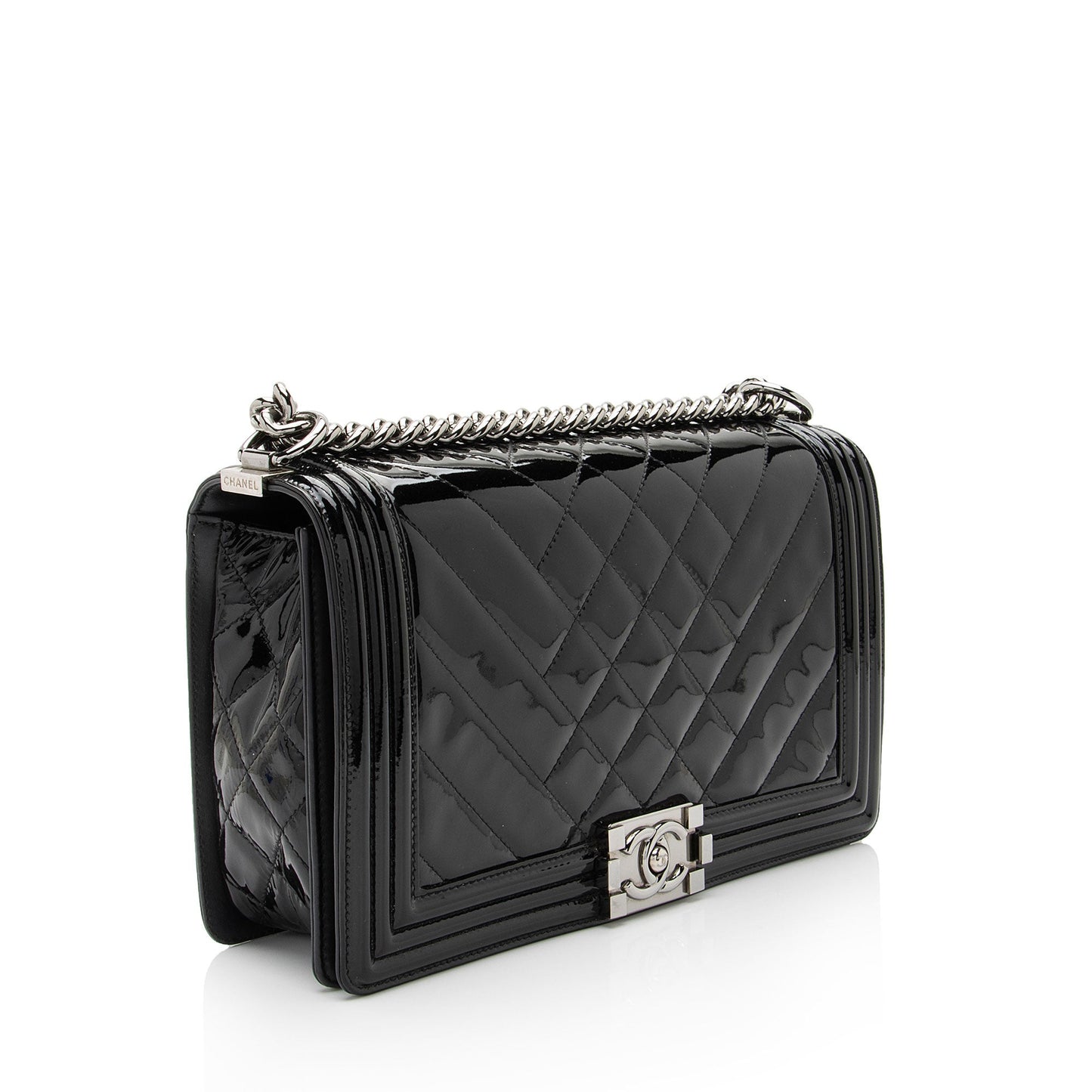 Chanel Patent Chevron New Boy SHF-jPhBdY Leather Handbag