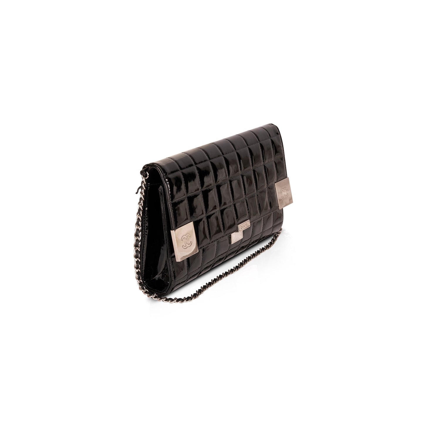 Chanel Patent Chocolate Bar Leather Travel Bag