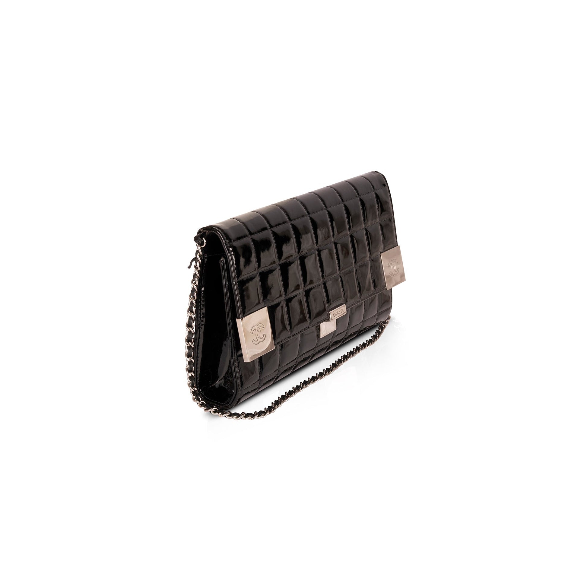 Chanel Patent Chocolate Bar Leather Travel Bag