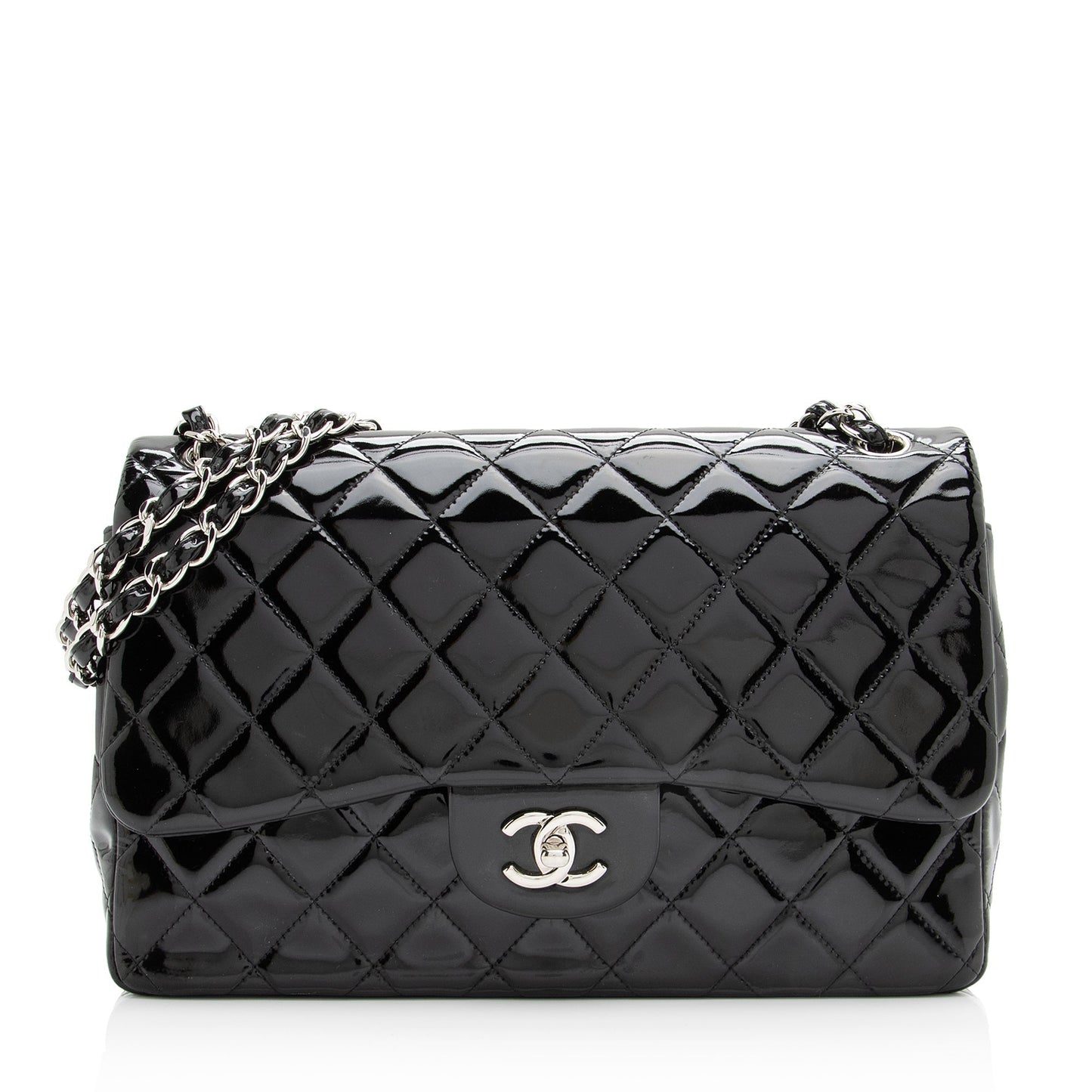 Chanel Patent Classic Jumbo Double Flap SHF Leather Shoulder Bag 4