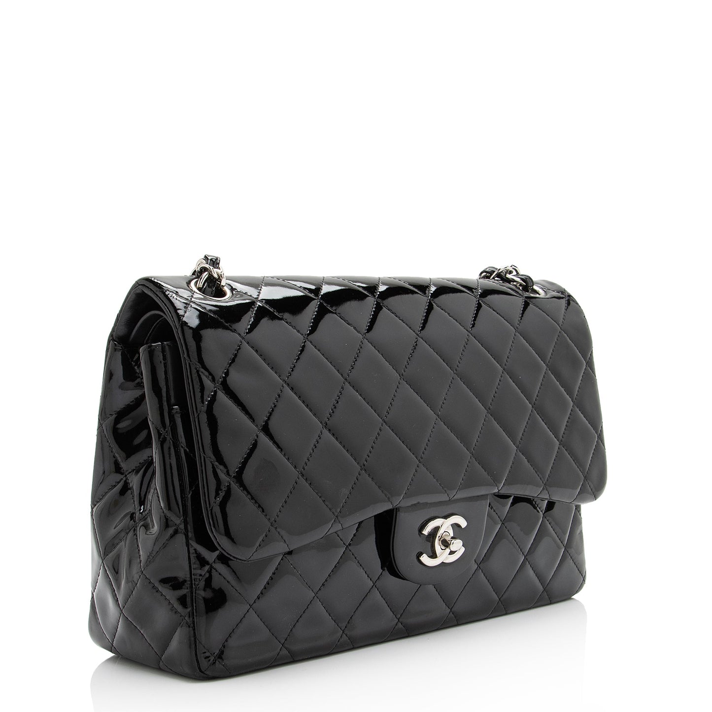Chanel Patent Classic Jumbo Double Flap SHF Leather Shoulder Bag 4