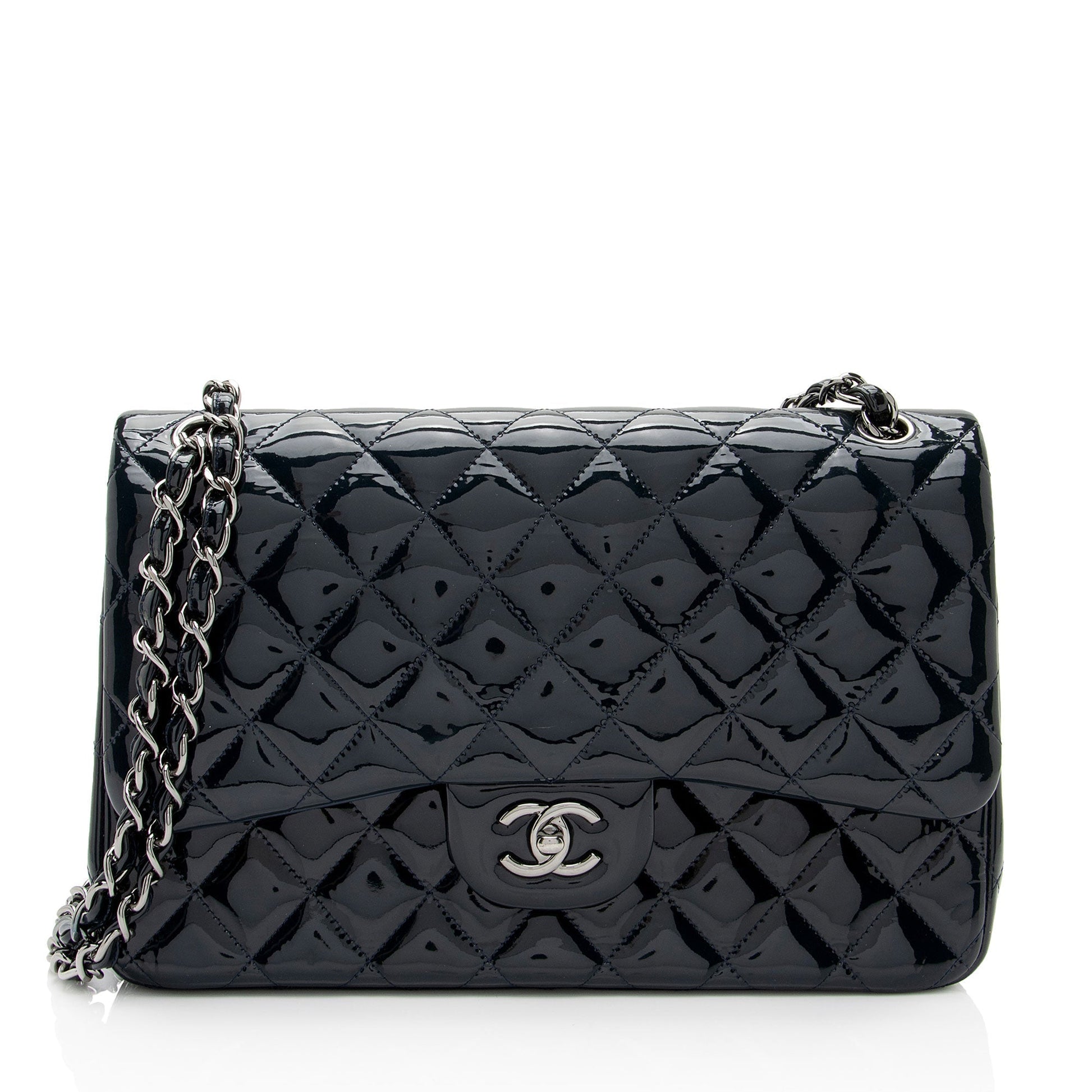 Chanel Patent Classic Jumbo Double Flap SHF-Ye66Rb Leather Shoulder Bag