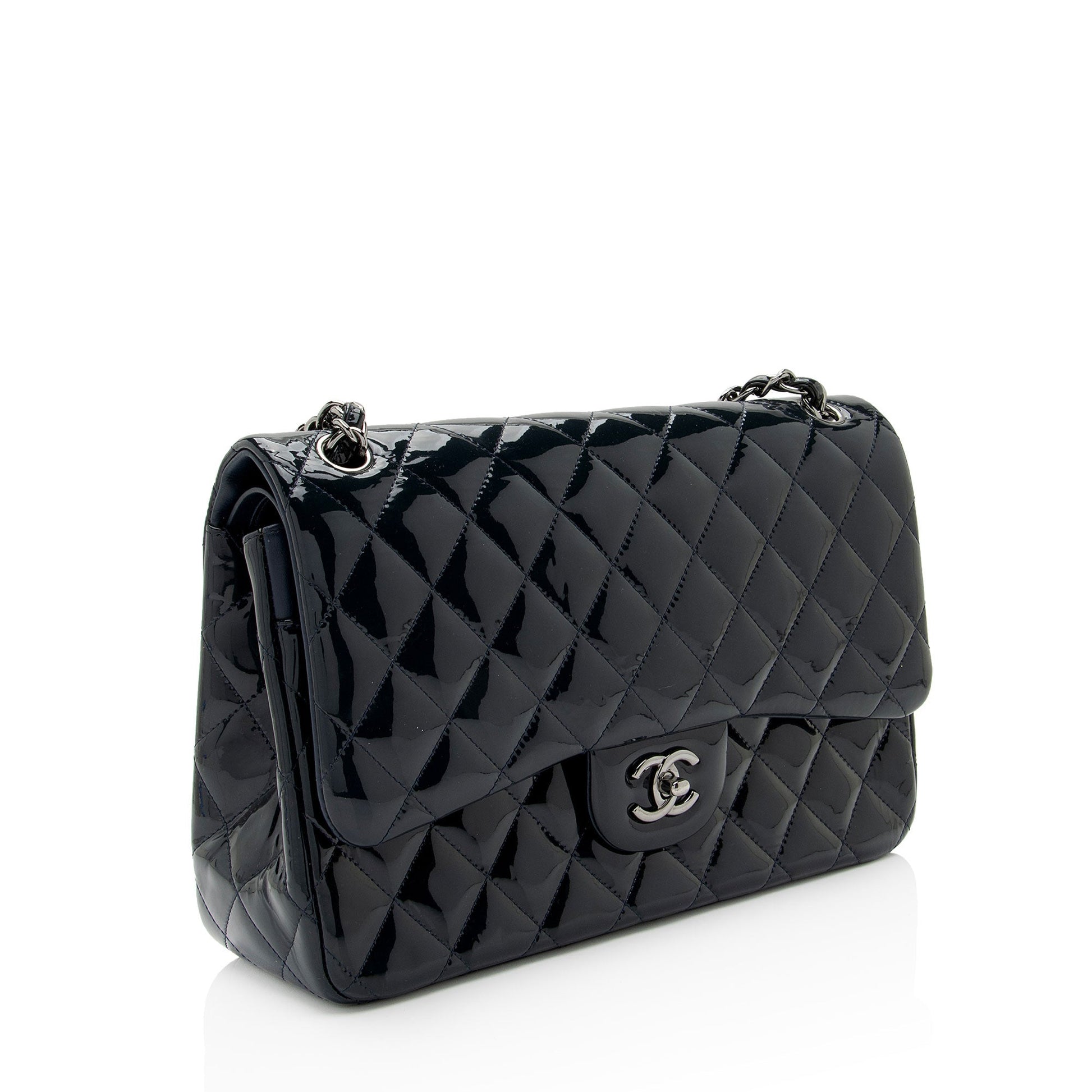 Chanel Patent Classic Jumbo Double Flap SHF-Ye66Rb Leather Shoulder Bag