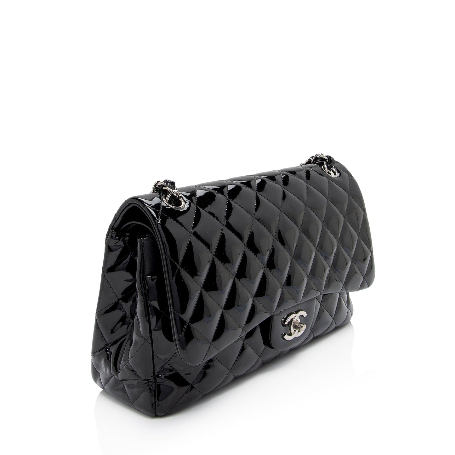 Chanel Patent Classic Jumbo Double Flap SHF-zuaFhW Leather Shoulder Bag