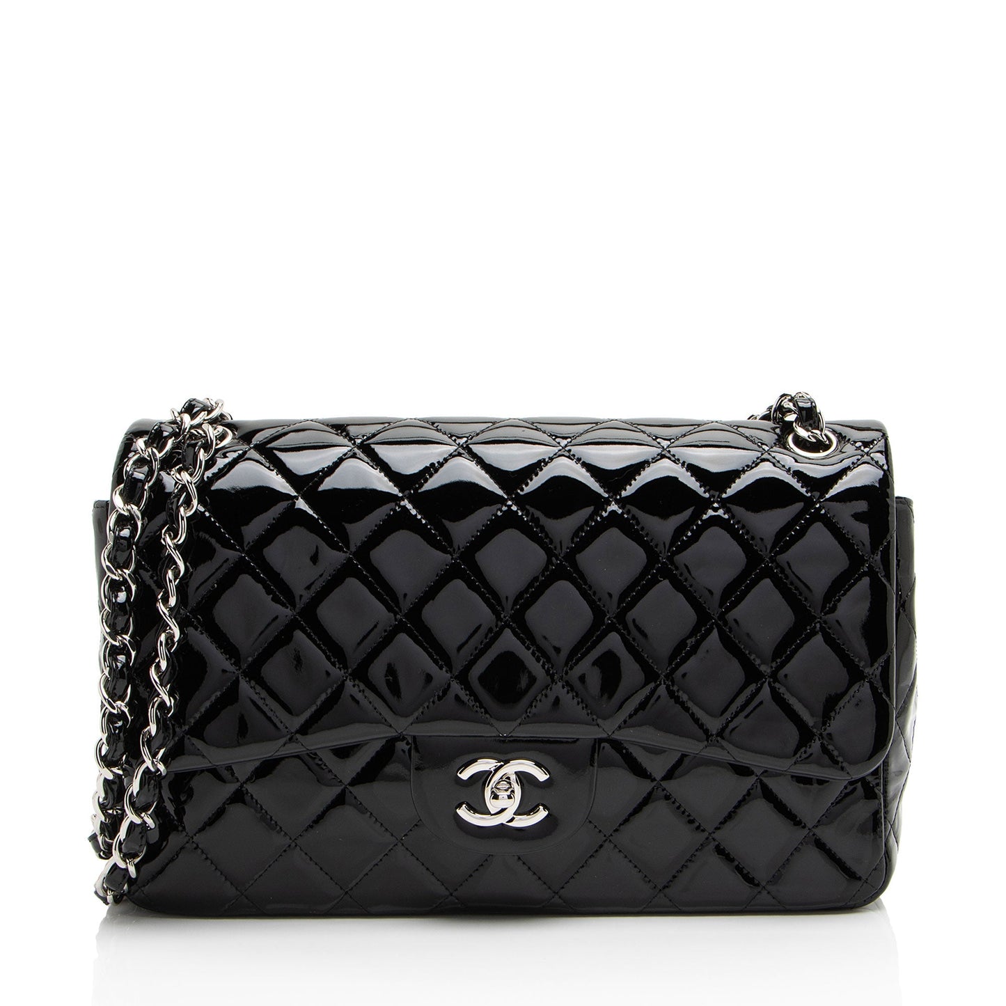Chanel Patent Classic Jumbo Double Flap Leather Shoulder Bag