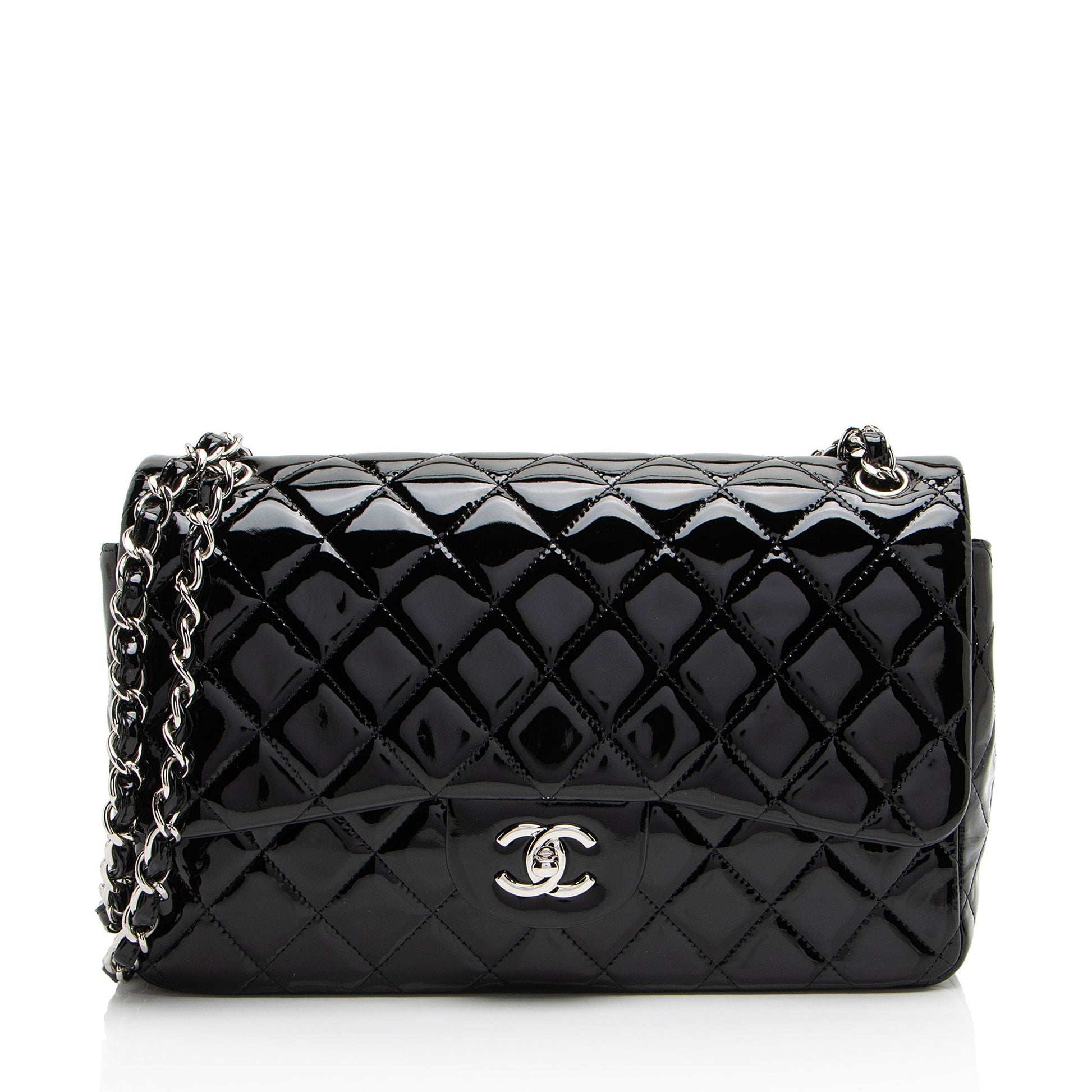 Chanel Patent Classic Jumbo Double Flap Leather Shoulder Bag