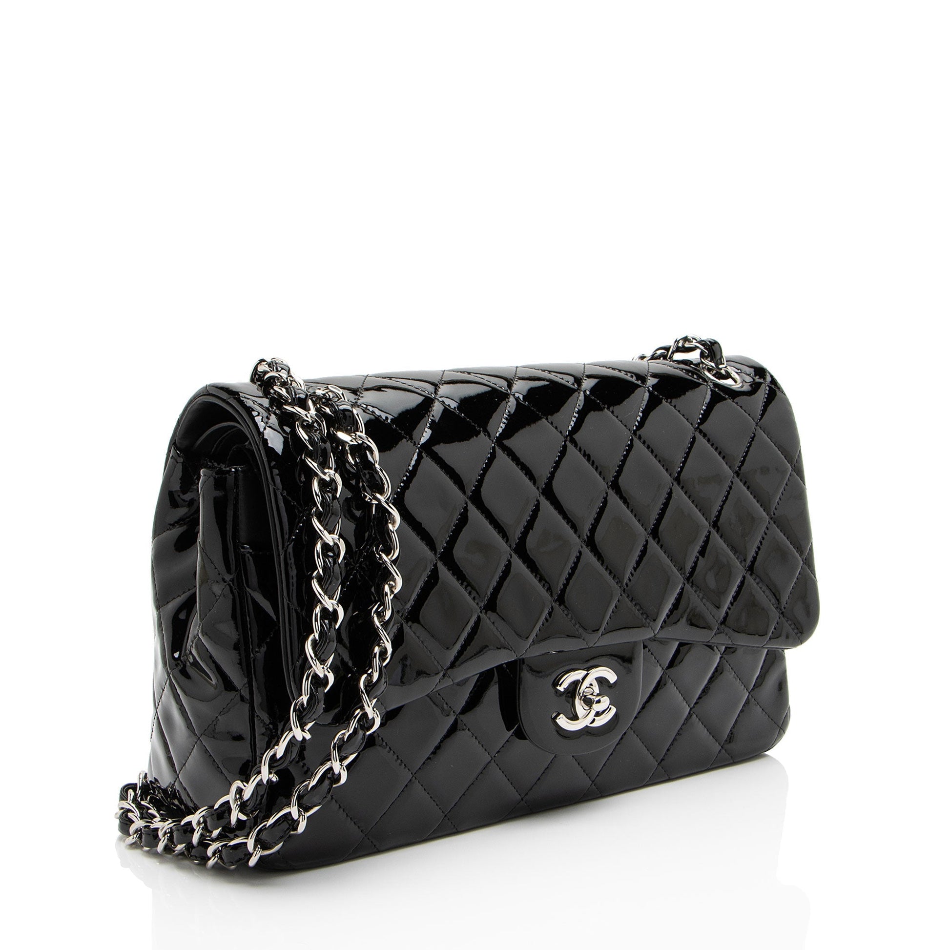 Chanel Patent Classic Jumbo Double Flap Leather Shoulder Bag