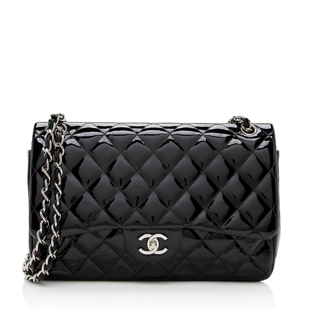 Chanel Patent Classic Jumbo Double Flap SHF Leather Shoulder Bag Bag Shf