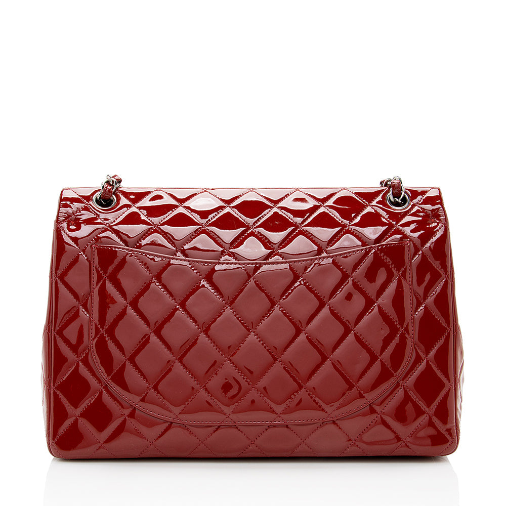 Chanel Patent Classic Maxi Double Flap SHF Leather Shoulder Bag
