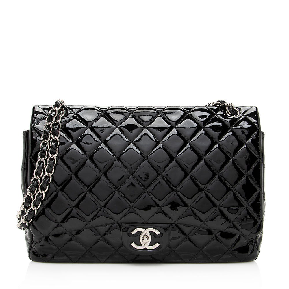 Chanel Patent Classic Maxi Double Flap SHF Leather Shoulder Bag Bag Shf