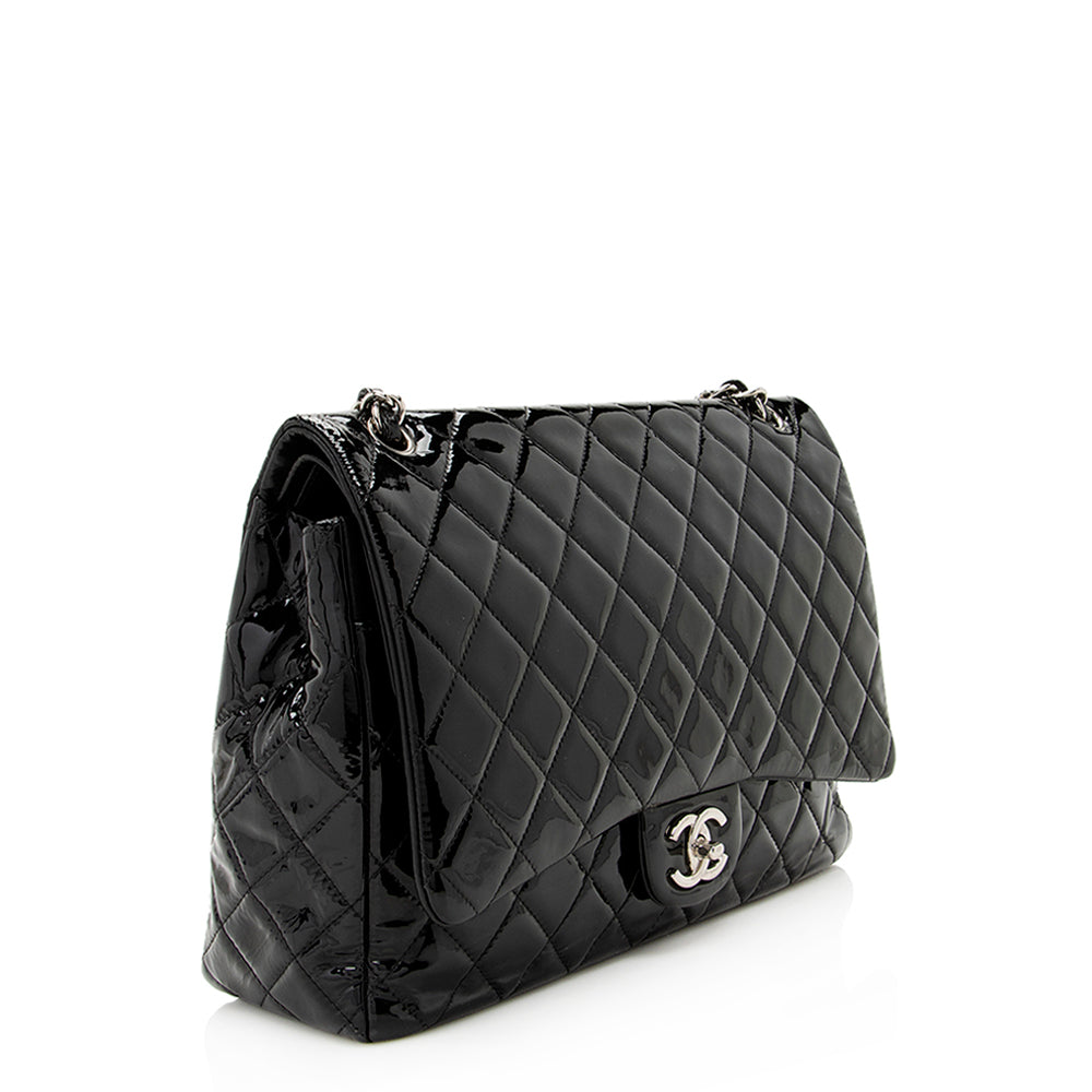 Chanel Patent Classic Maxi Double Flap SHF Leather Shoulder Bag Bag Shf