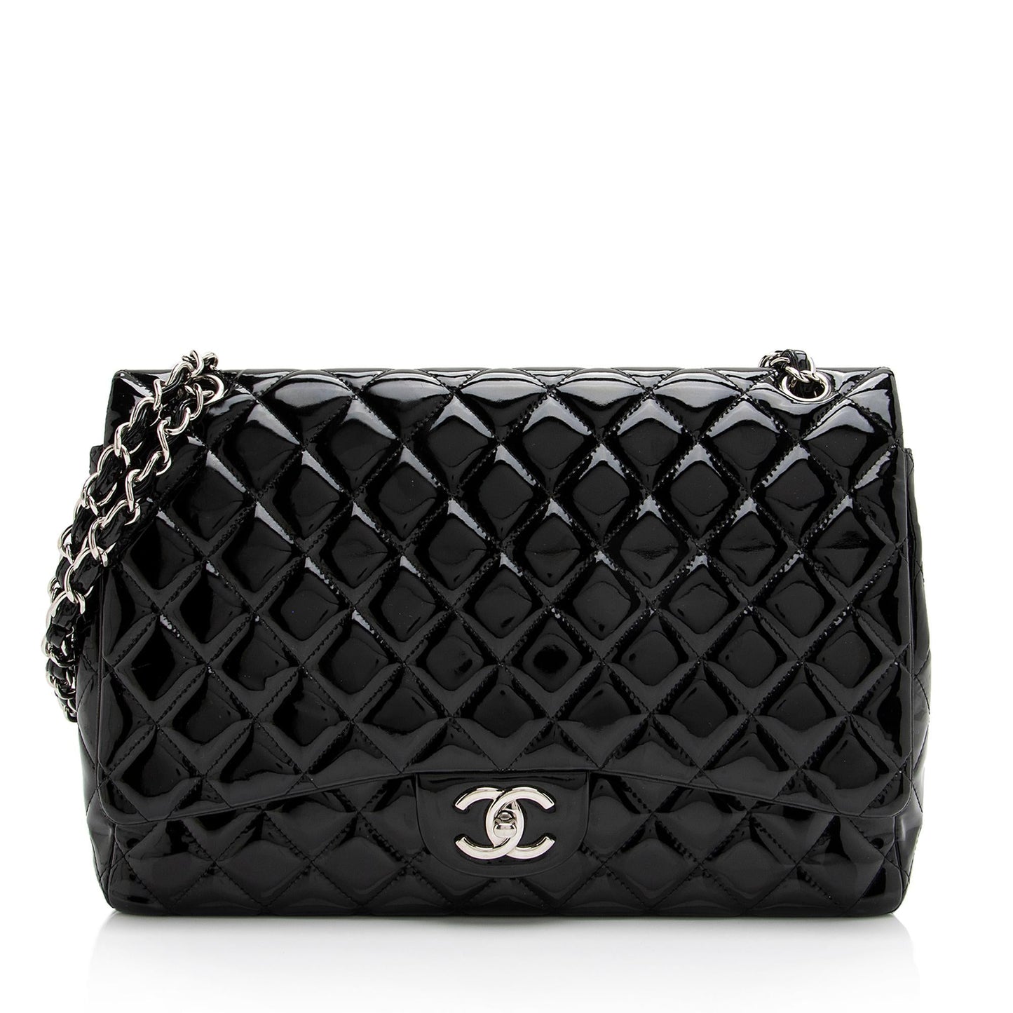 Chanel Patent Classic Maxi Double Flap SHF Leather Shoulder Bag 3