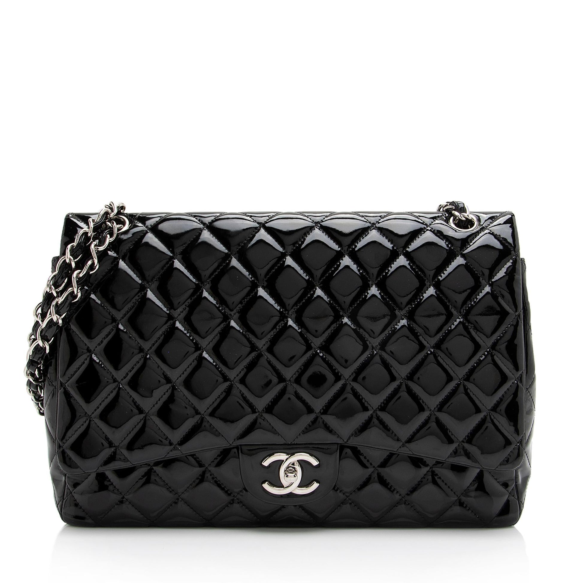 Chanel Patent Classic Maxi Double Flap SHF Leather Shoulder Bag 3