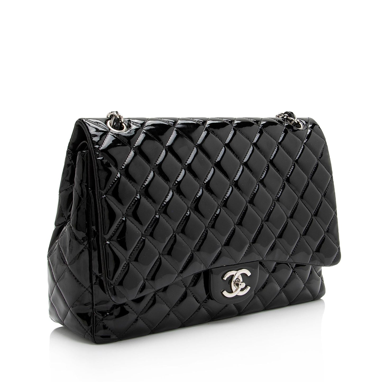 Chanel Patent Classic Maxi Double Flap SHF Leather Shoulder Bag 3