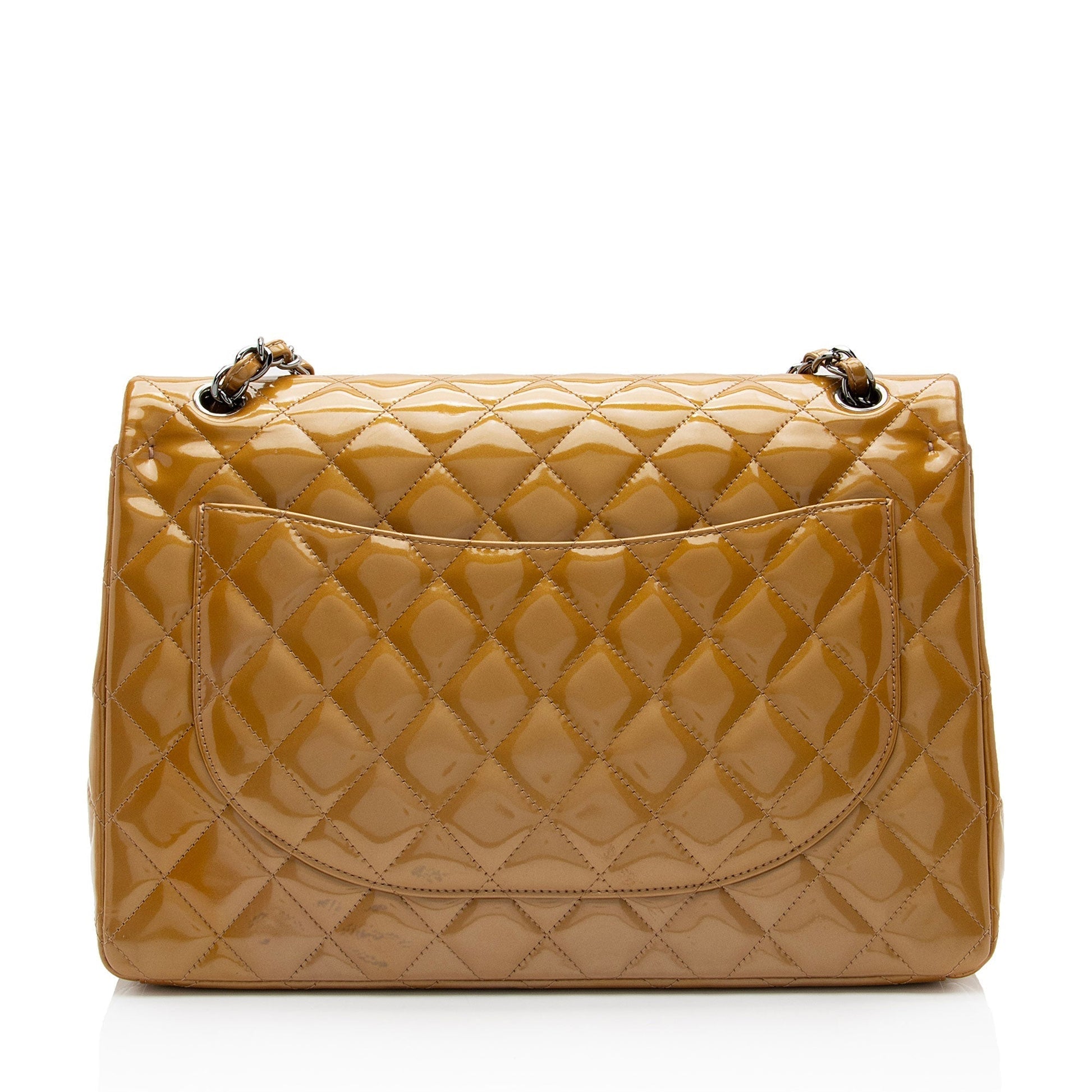 Chanel Patent Leather Classic Maxi Double Flap Bag (SHF-If9V1h)