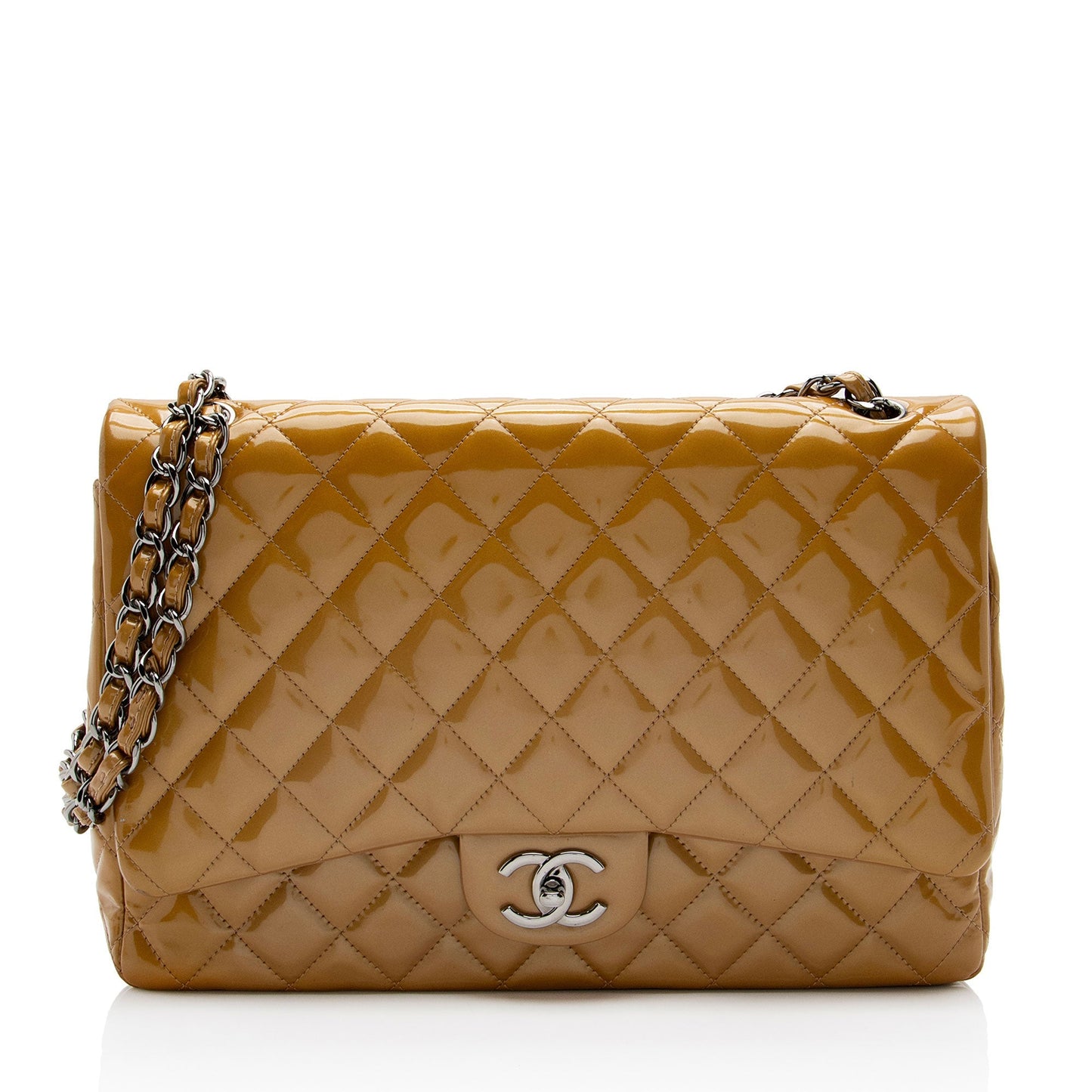 Chanel Patent Classic Maxi Double Flap Leather Shoulder Bag