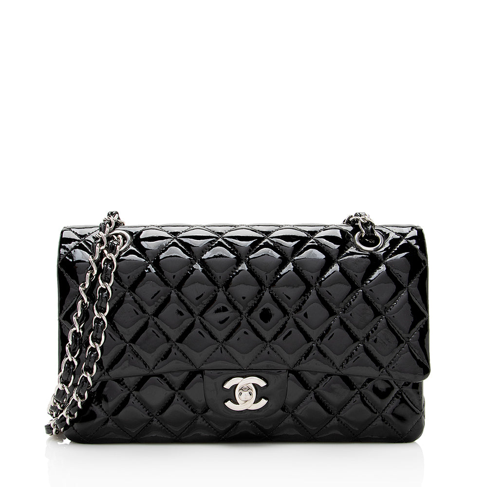 Chanel Patent Classic Double Flap SHF Leather Shoulder Bag Bag Shf