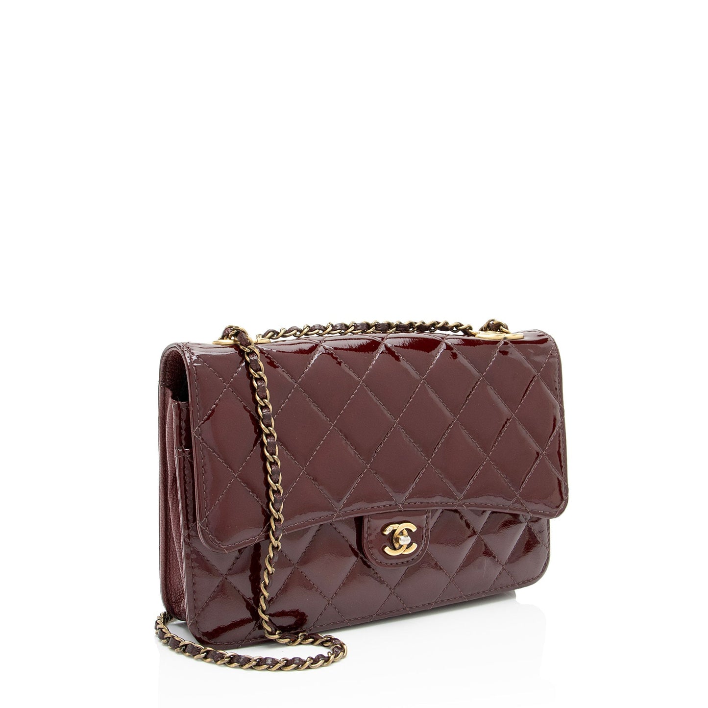 Chanel Patent Eyelet CC on Leather Wallet Case