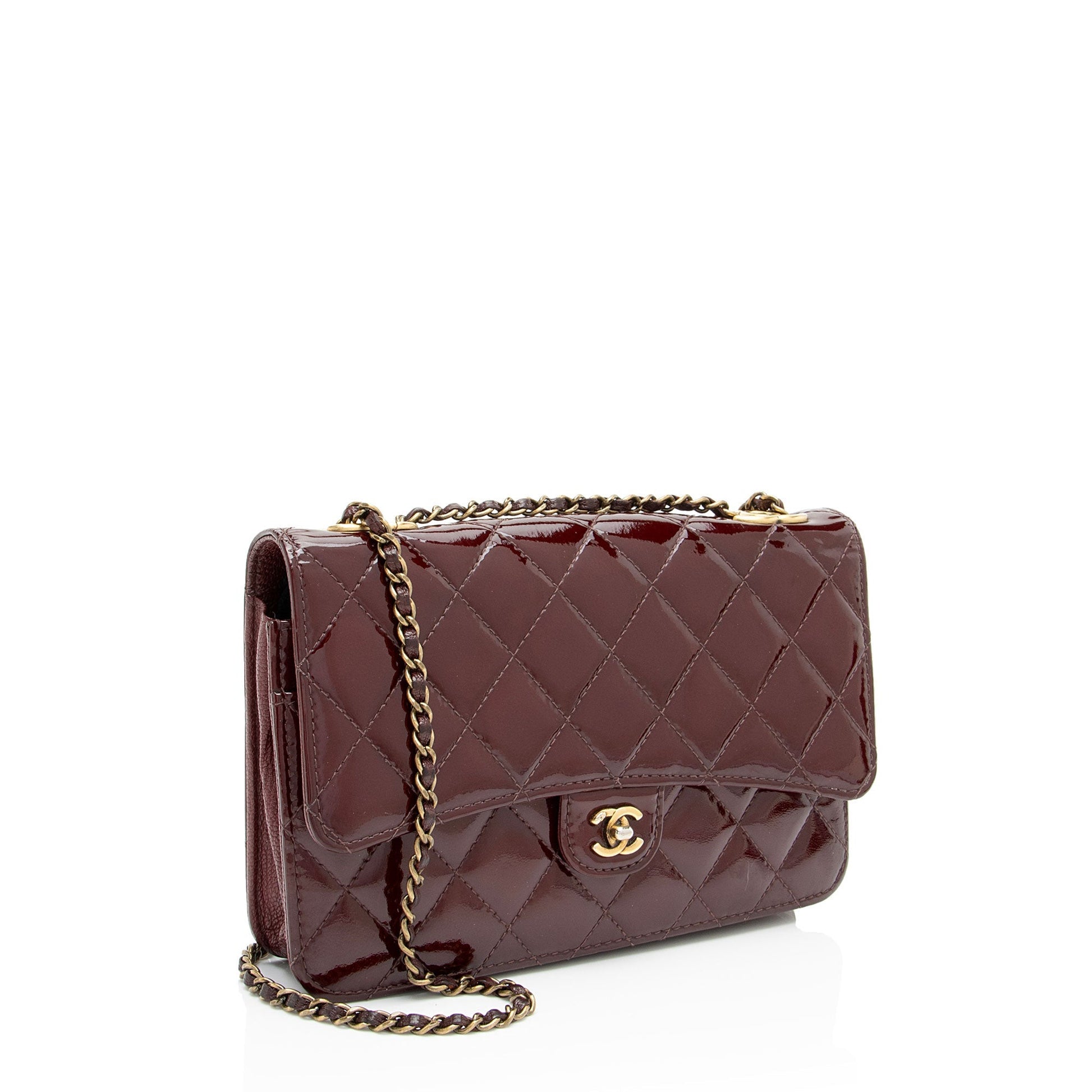 Chanel Patent Eyelet CC on Leather Wallet Case