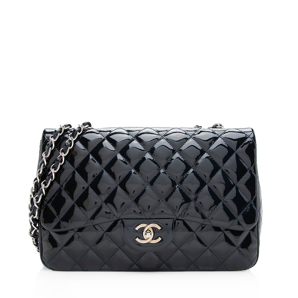 Chanel Patent Classic Jumbo Single Flap SHF Leather Shoulder Bag