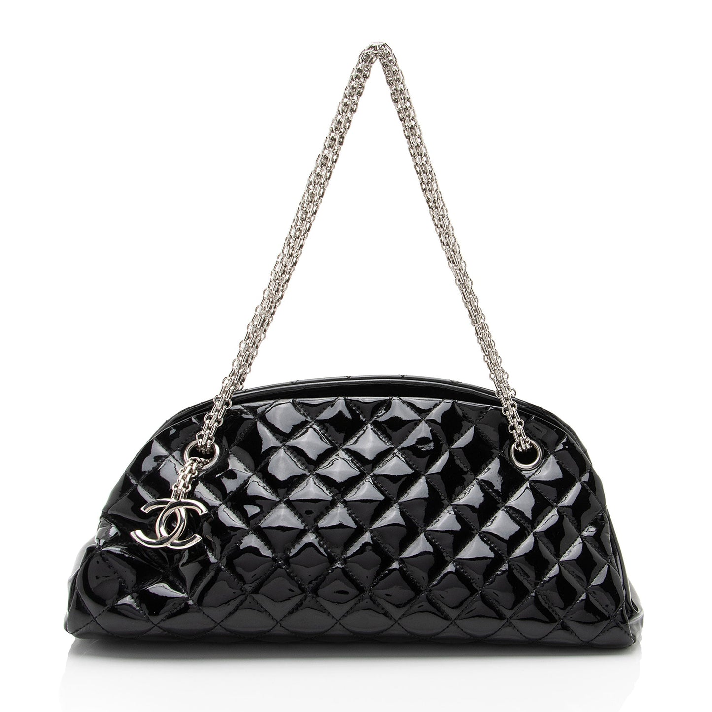 Chanel Patent Just Mademoiselle Bowler SHF-HYGAdd Leather Handbag