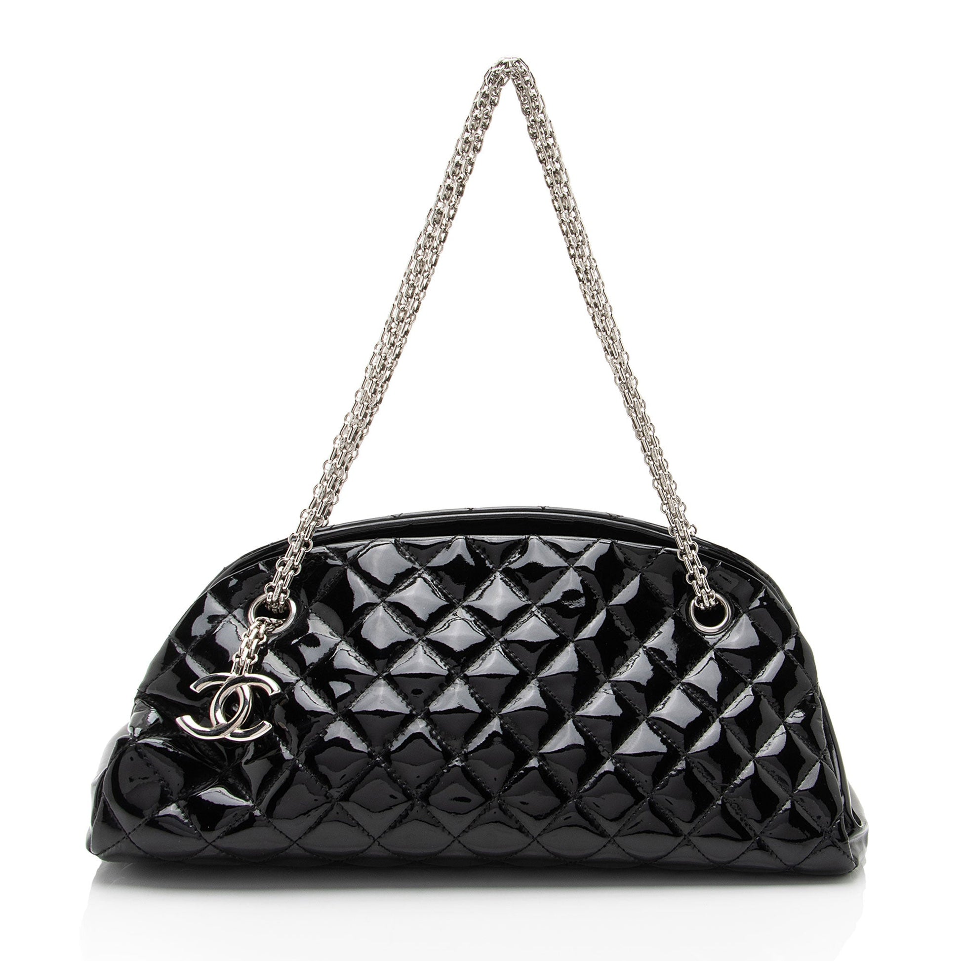 Chanel Patent Just Mademoiselle Bowler SHF-HYGAdd Leather Handbag