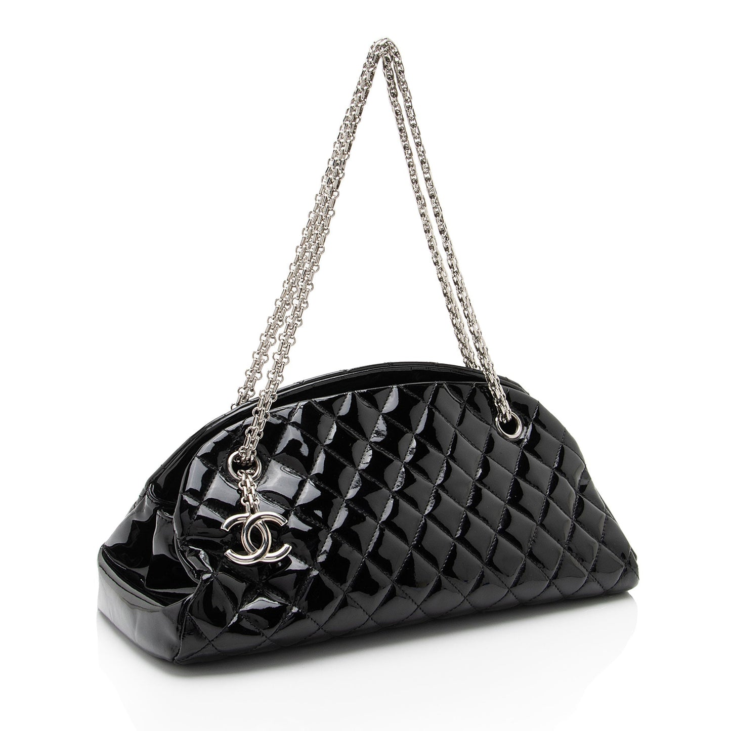 Chanel Patent Just Mademoiselle Bowler SHF-HYGAdd Leather Handbag
