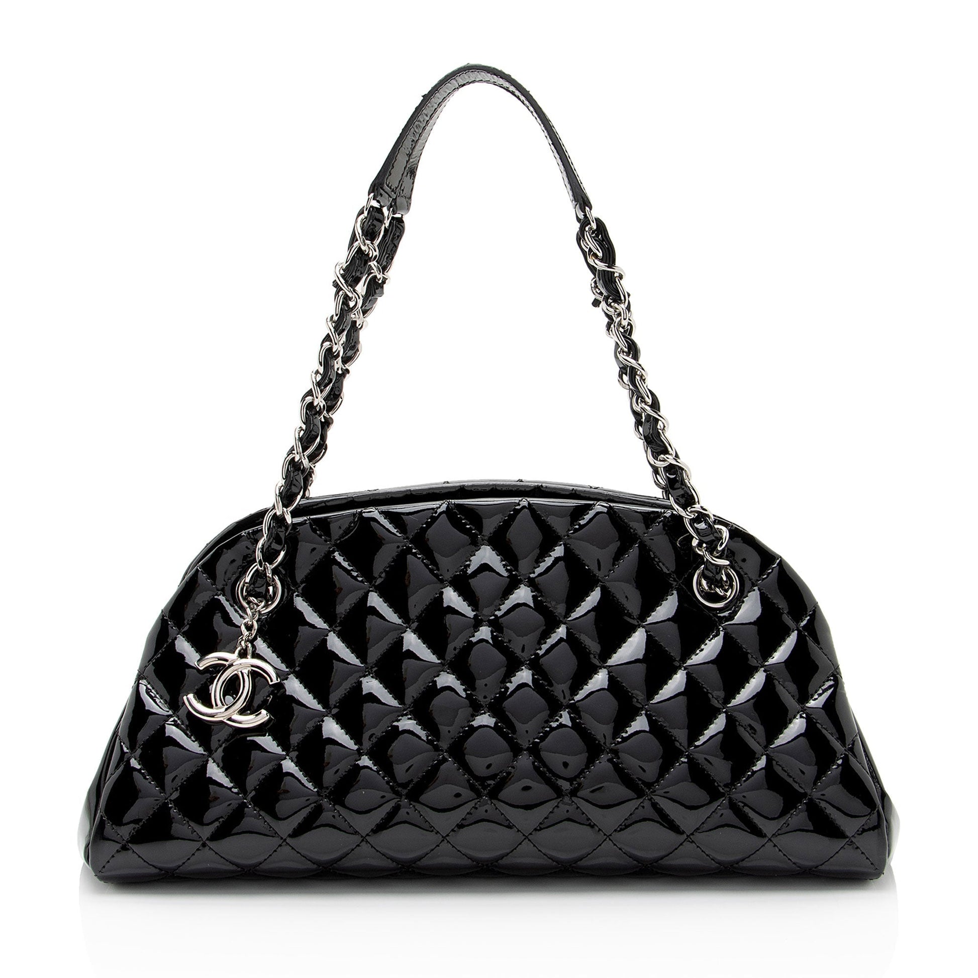Chanel Patent Just Mademoiselle Bowler SHF-xTHbdI Leather Handbag