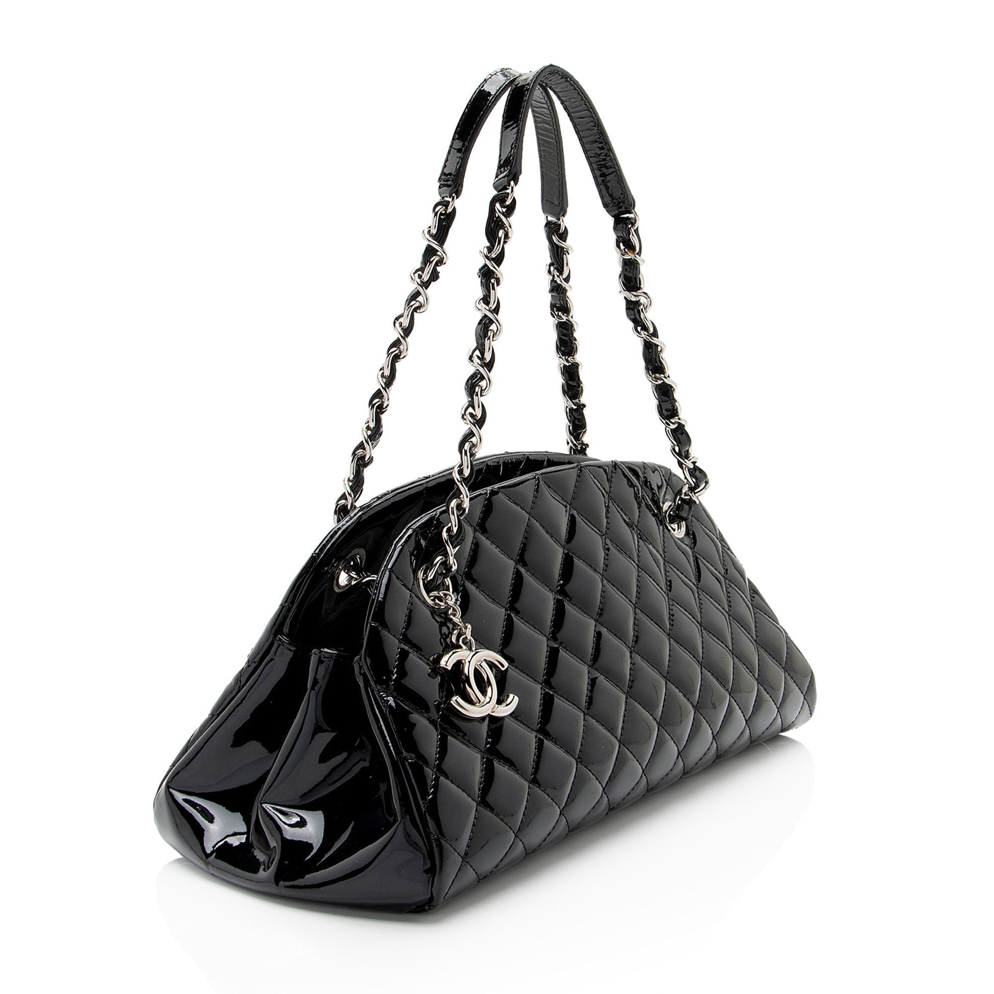 Chanel Patent Just Mademoiselle Bowler SHF-xTHbdI Leather Handbag