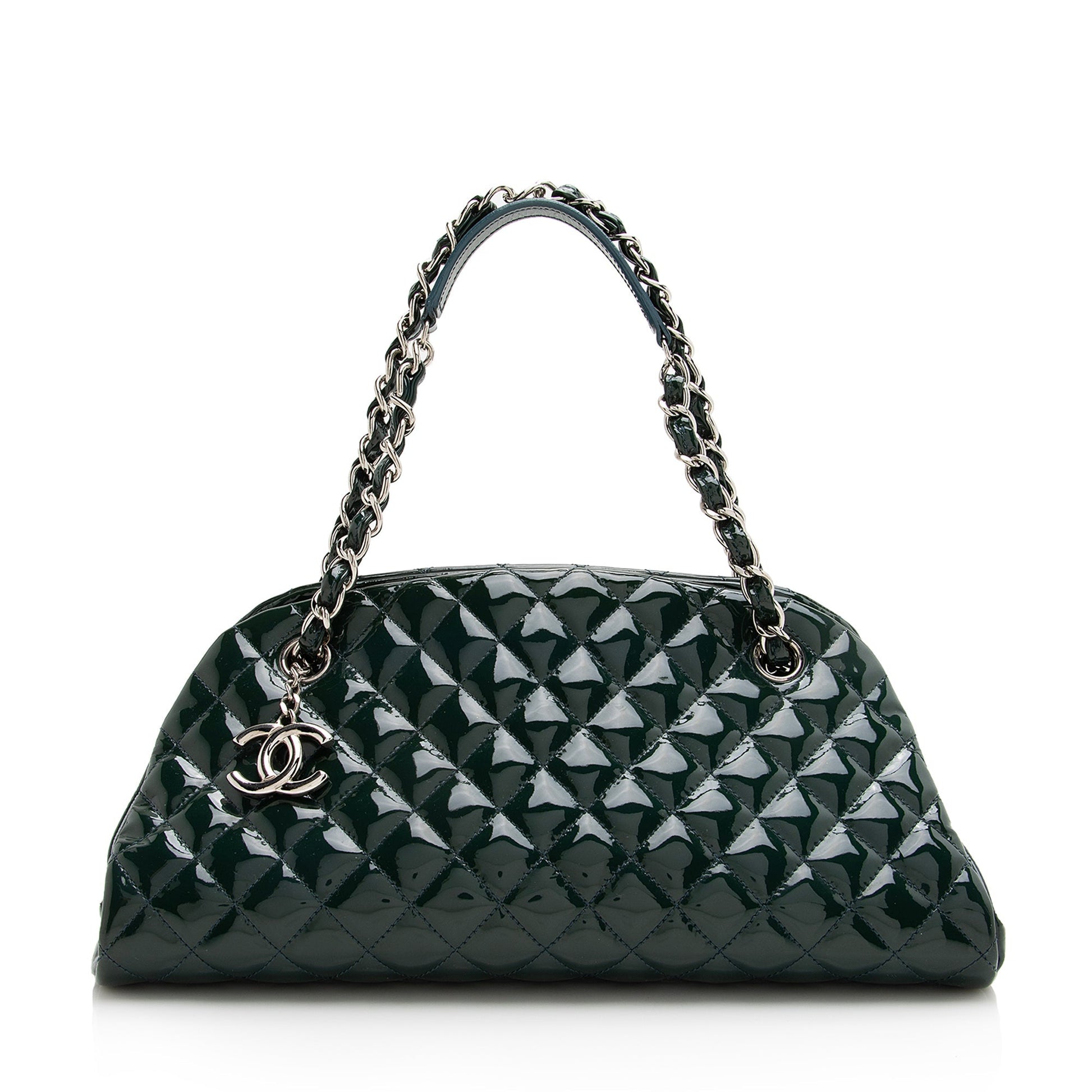 Chanel Patent Just Mademoiselle Bowler Satchel SHF Leather Satchel Bag