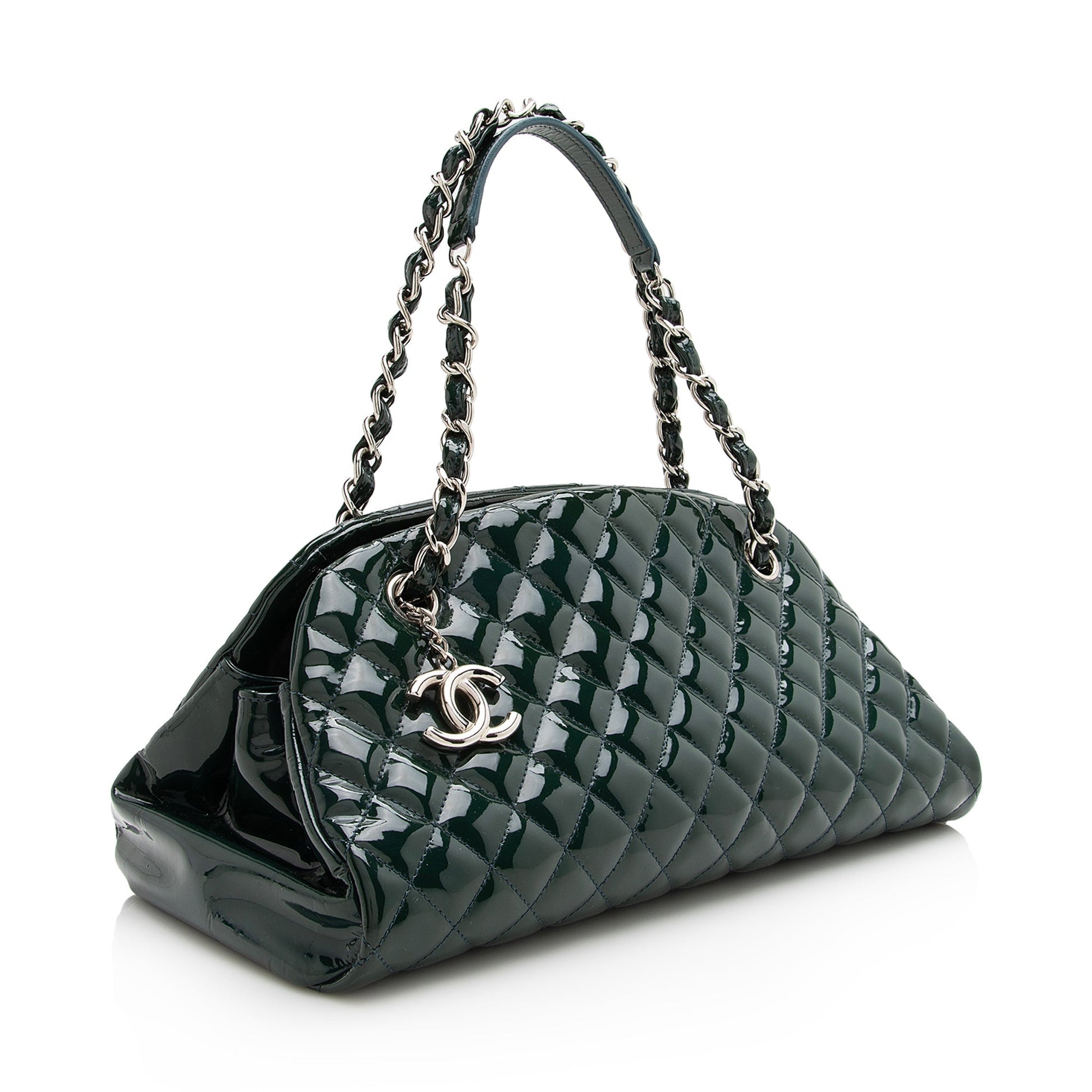 Chanel Patent Just Mademoiselle Bowler Satchel SHF Leather Satchel Bag