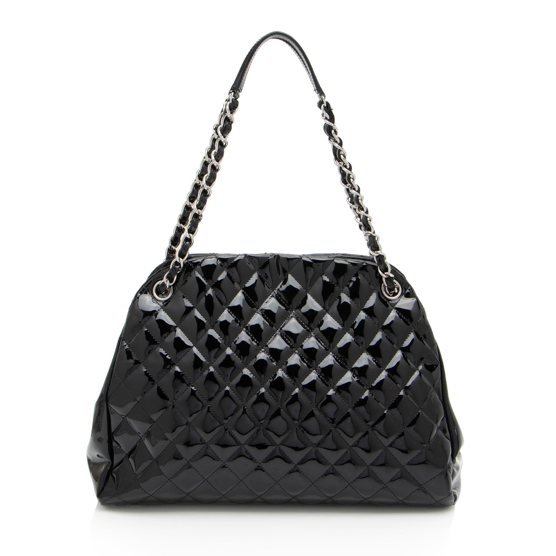 Chanel Patent Leather Just Mademoiselle Large Bowler Bag (SHF-ELuN7V)