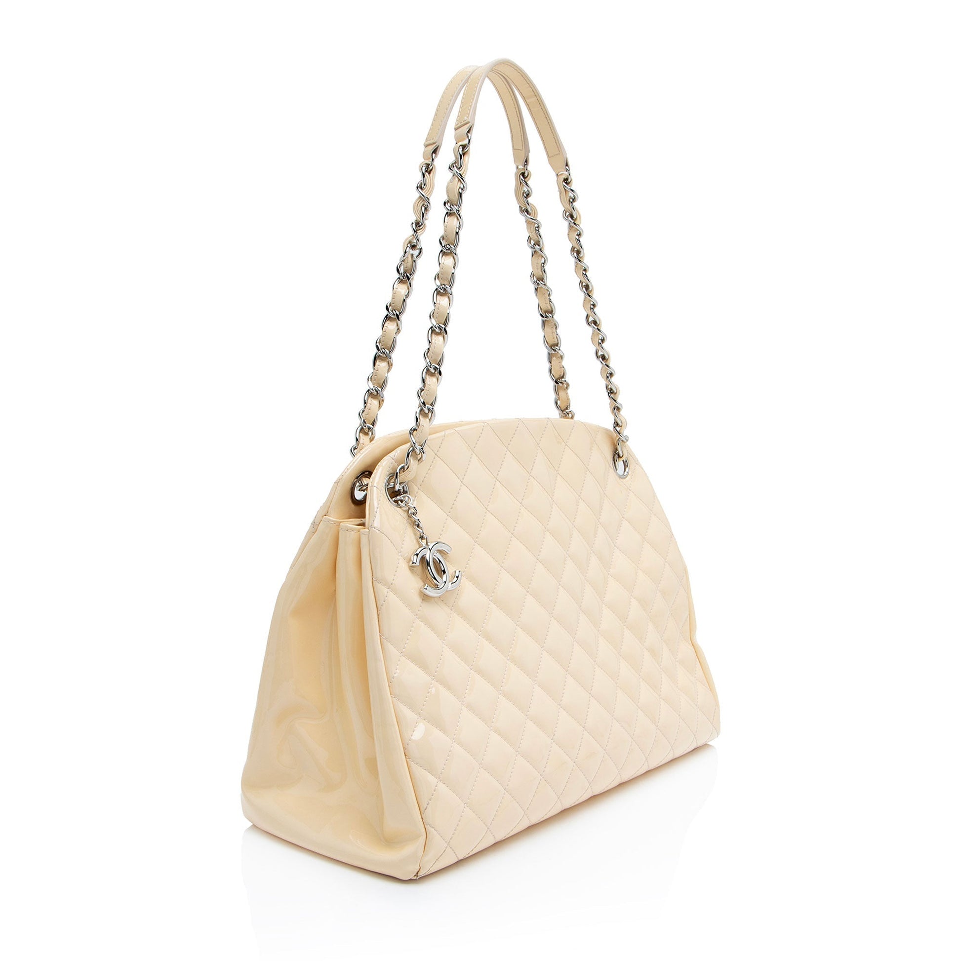 Chanel Patent Just Mademoiselle Bowler Leather Handbag