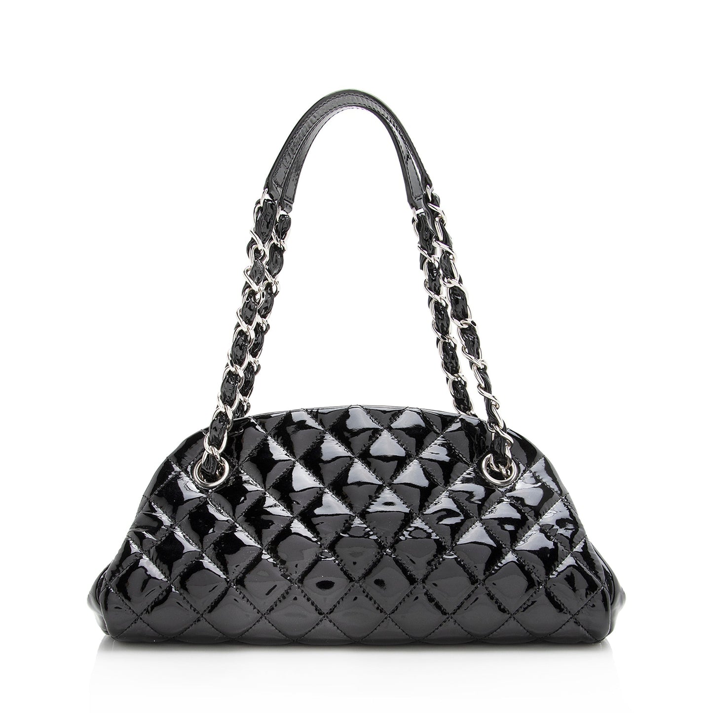 Chanel Patent Just Mademoiselle Petite Bowler SHF Leather Handbag
