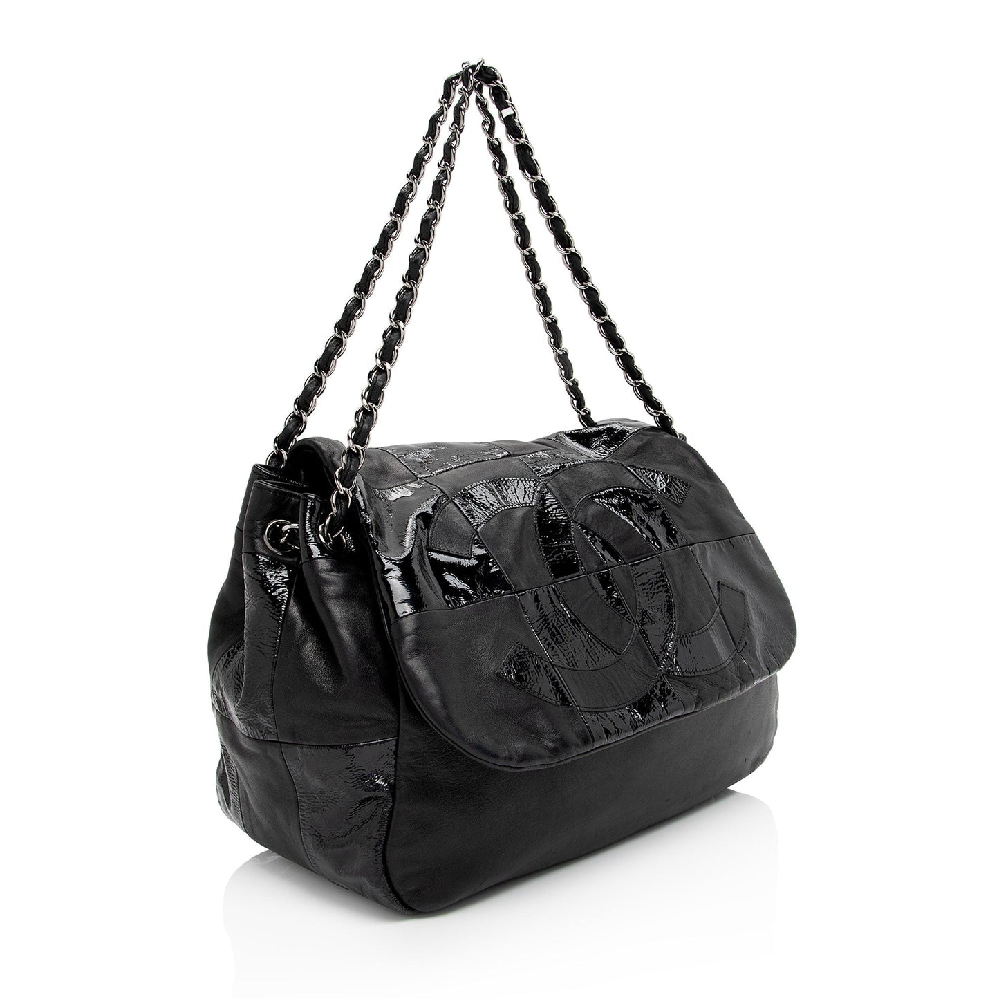 Chanel Patent Lambskin Brooklyn Ligne CC Accordion Leather Shoulder Bag
