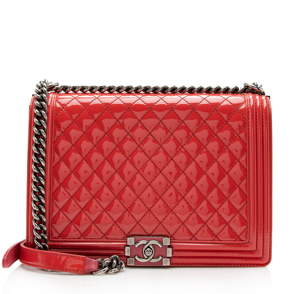 Chanel Patent Boy SHF Leather Handbag