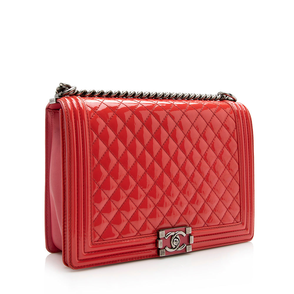 Chanel Patent Boy SHF Leather Handbag
