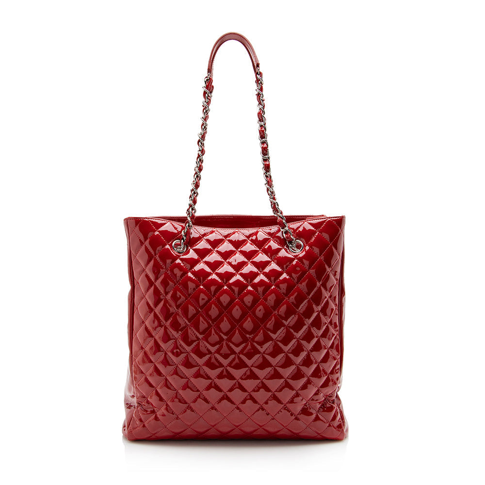 Chanel Patent North South SHF Leather Tote Bag