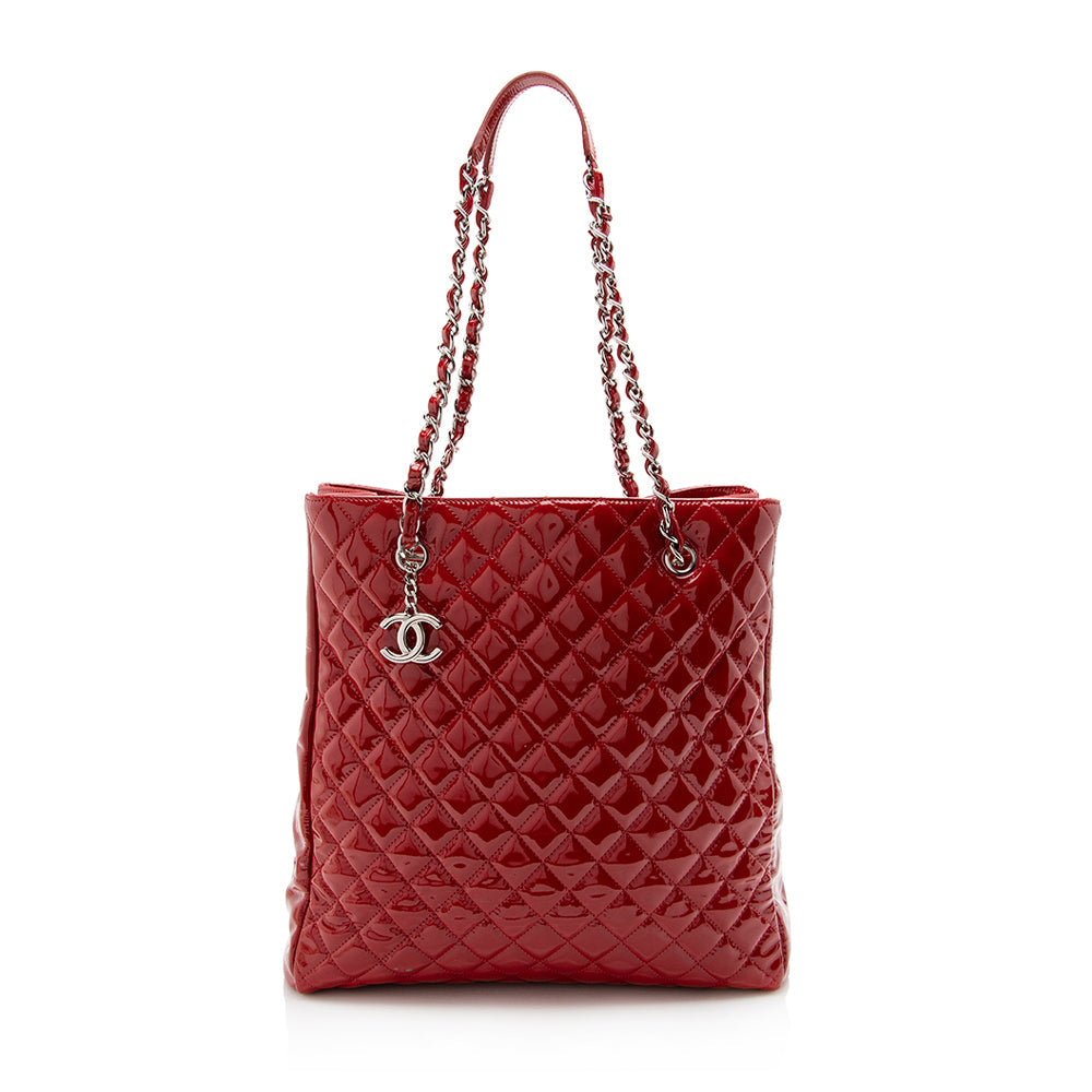 Chanel Patent North South SHF Leather Tote Bag