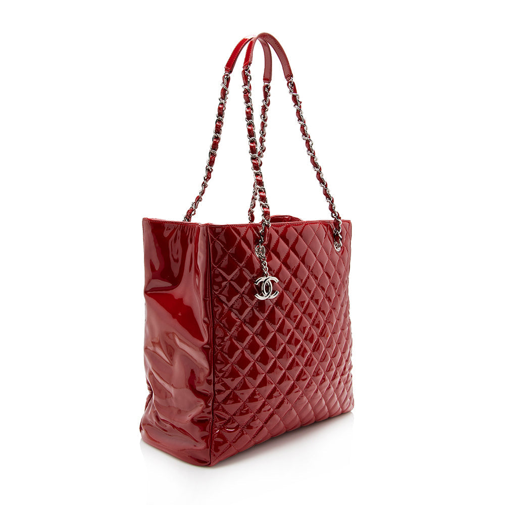 Chanel Patent North South SHF Leather Tote Bag