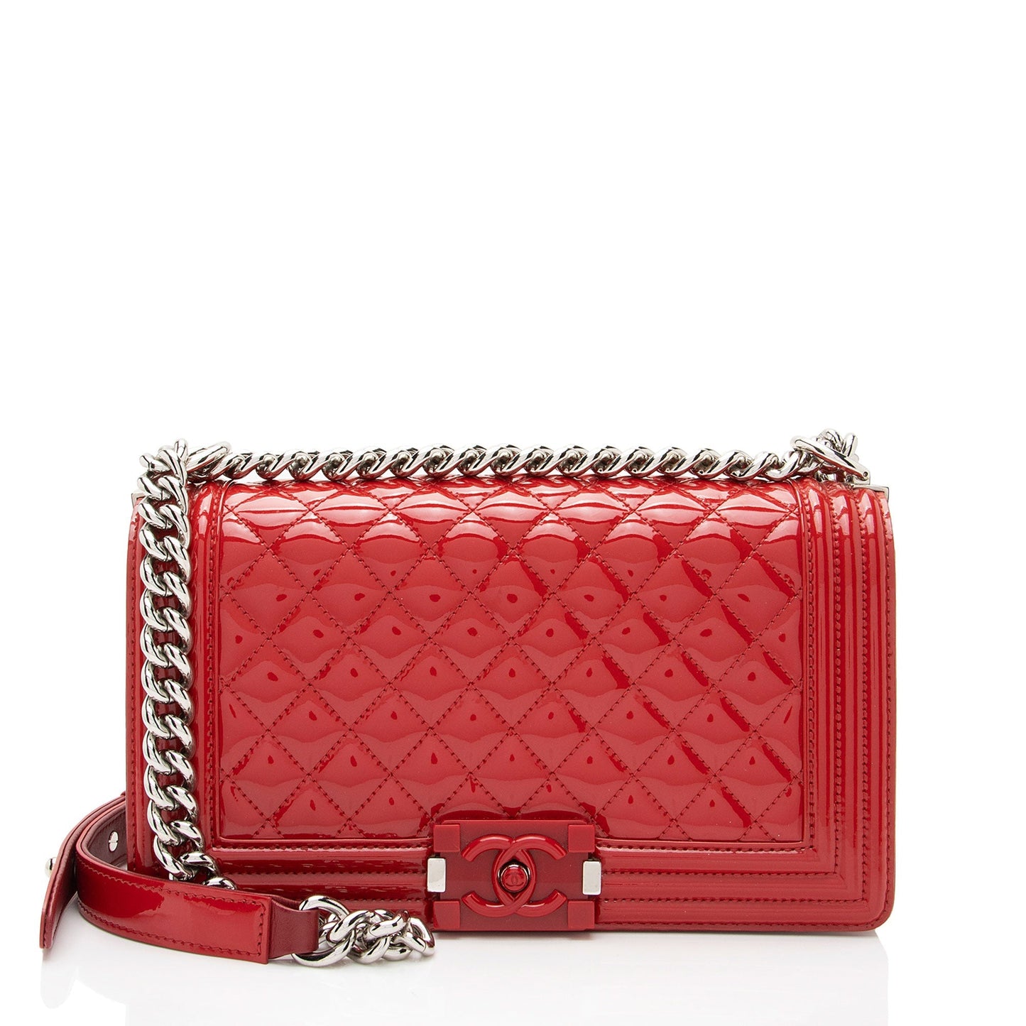 Chanel Patent Plexiglass Old Boy SHF-Gr7JKz Leather Handbag