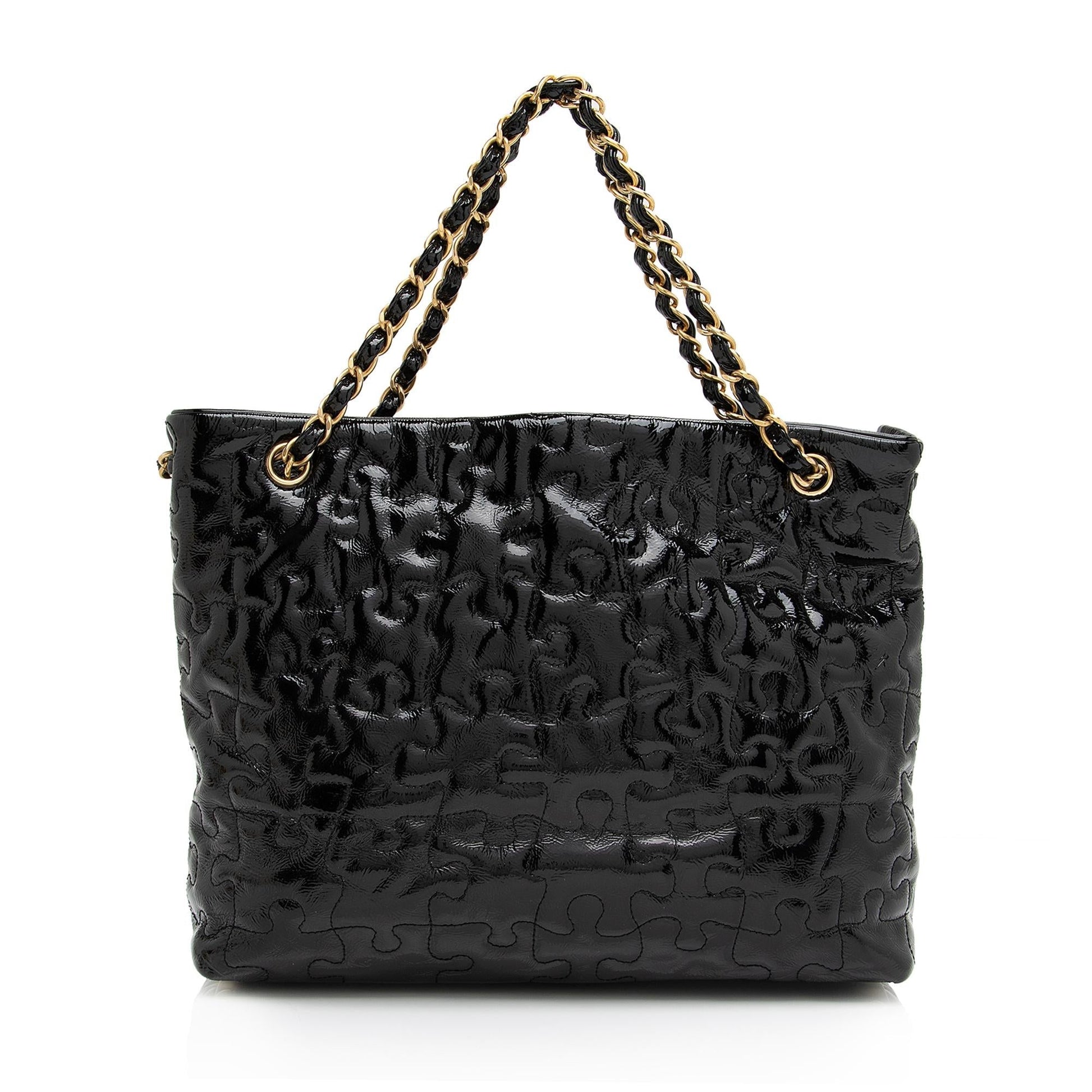 Chanel Patent Puzzle SHF-uPxGaG Leather Tote Bag