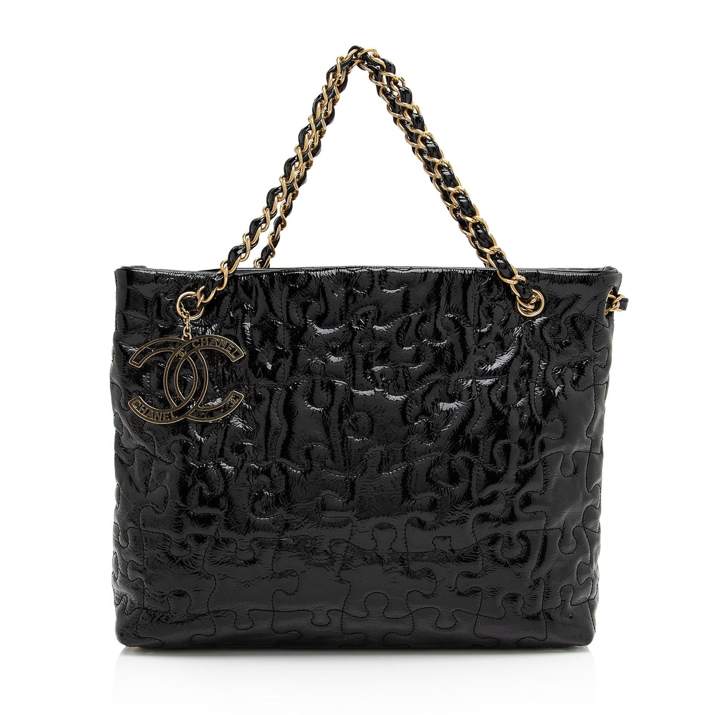 Chanel Patent Puzzle SHF-uPxGaG Leather Tote Bag