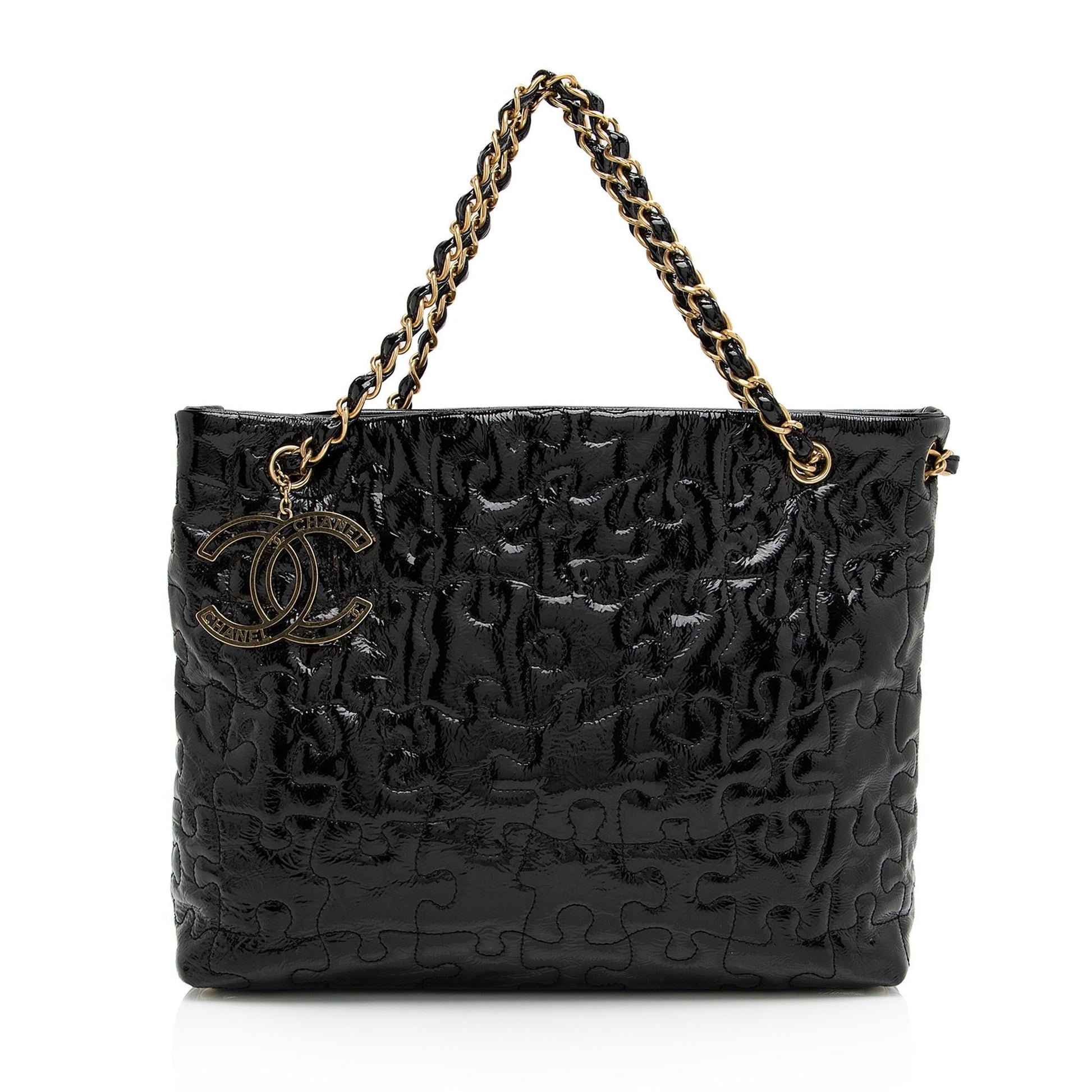Chanel Patent Puzzle SHF-uPxGaG Leather Tote Bag