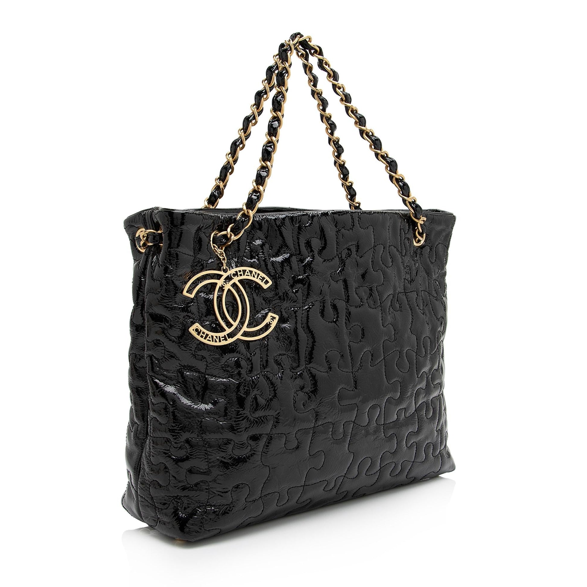 Chanel Patent Puzzle SHF-uPxGaG Leather Tote Bag